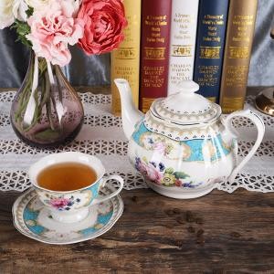 15 Pieces European Retro Rose Tea Set,English Flora Tea Set for Adults,Porcelain