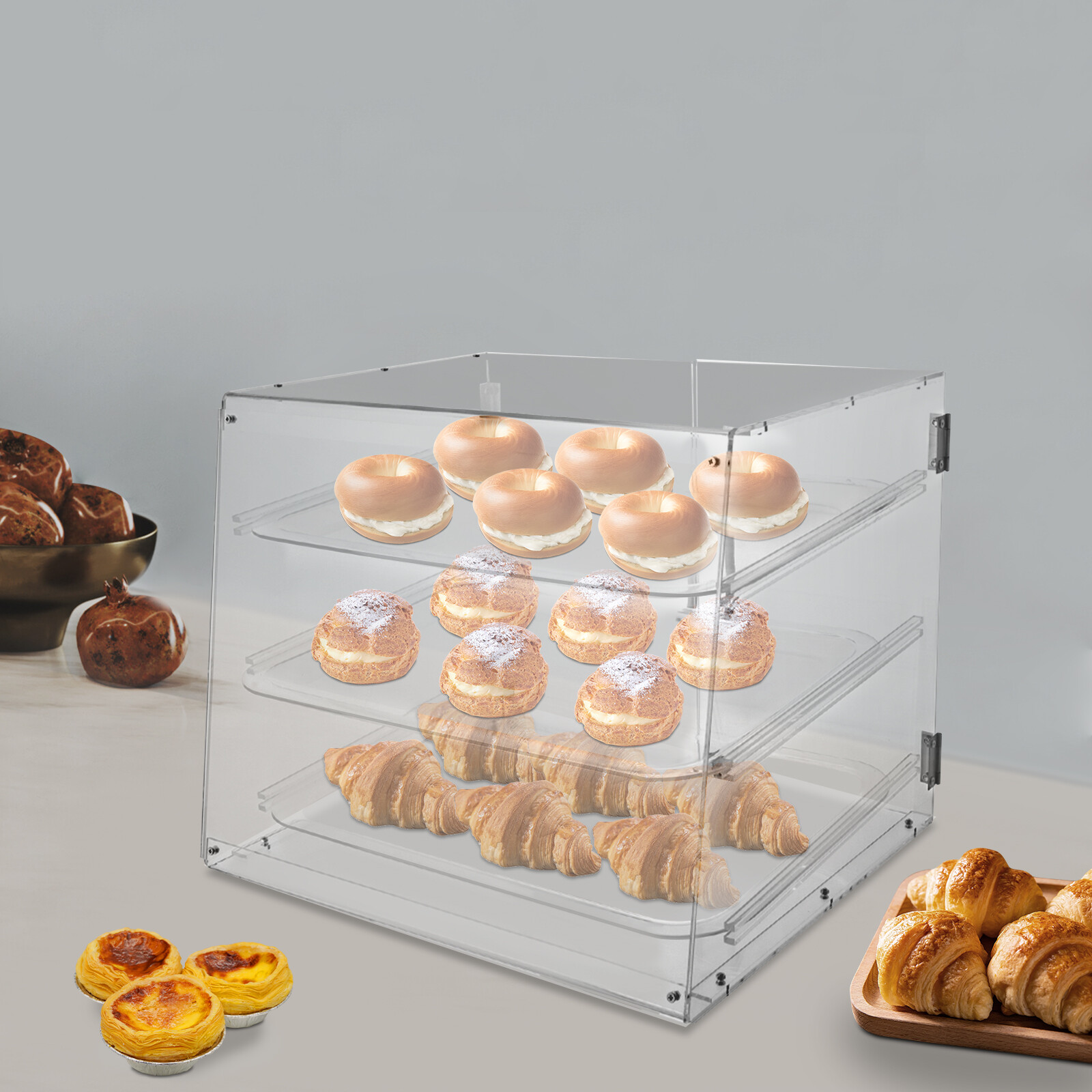 3 Tiers Clear Pastry Display Canbinet&Commercial Bakery Acrylic Display Case New