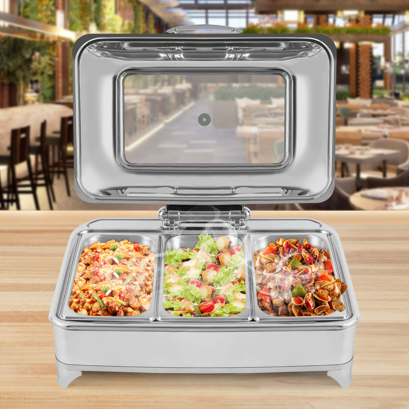 Electric Buffet Food Warmers Commercial Heat Food Countertop Silver Pizza Warmer