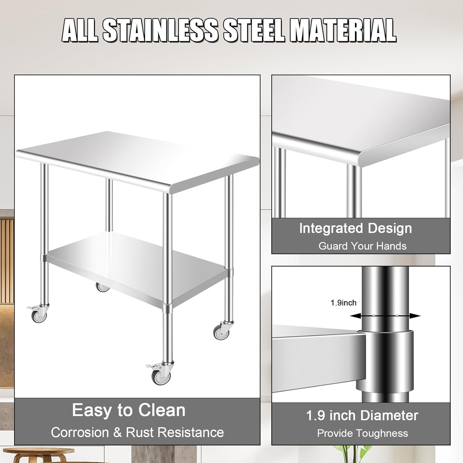 Commercial 48″x24″ Stainless Steel Work Table Room Equipment Food Prep Table