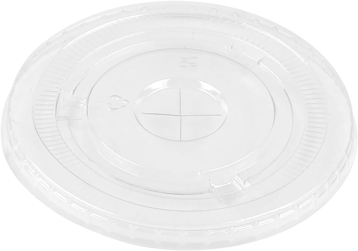 98mm Clear Flat Lids with Straw Slot, Plastic Disposable PET Cup Lids for 12,…