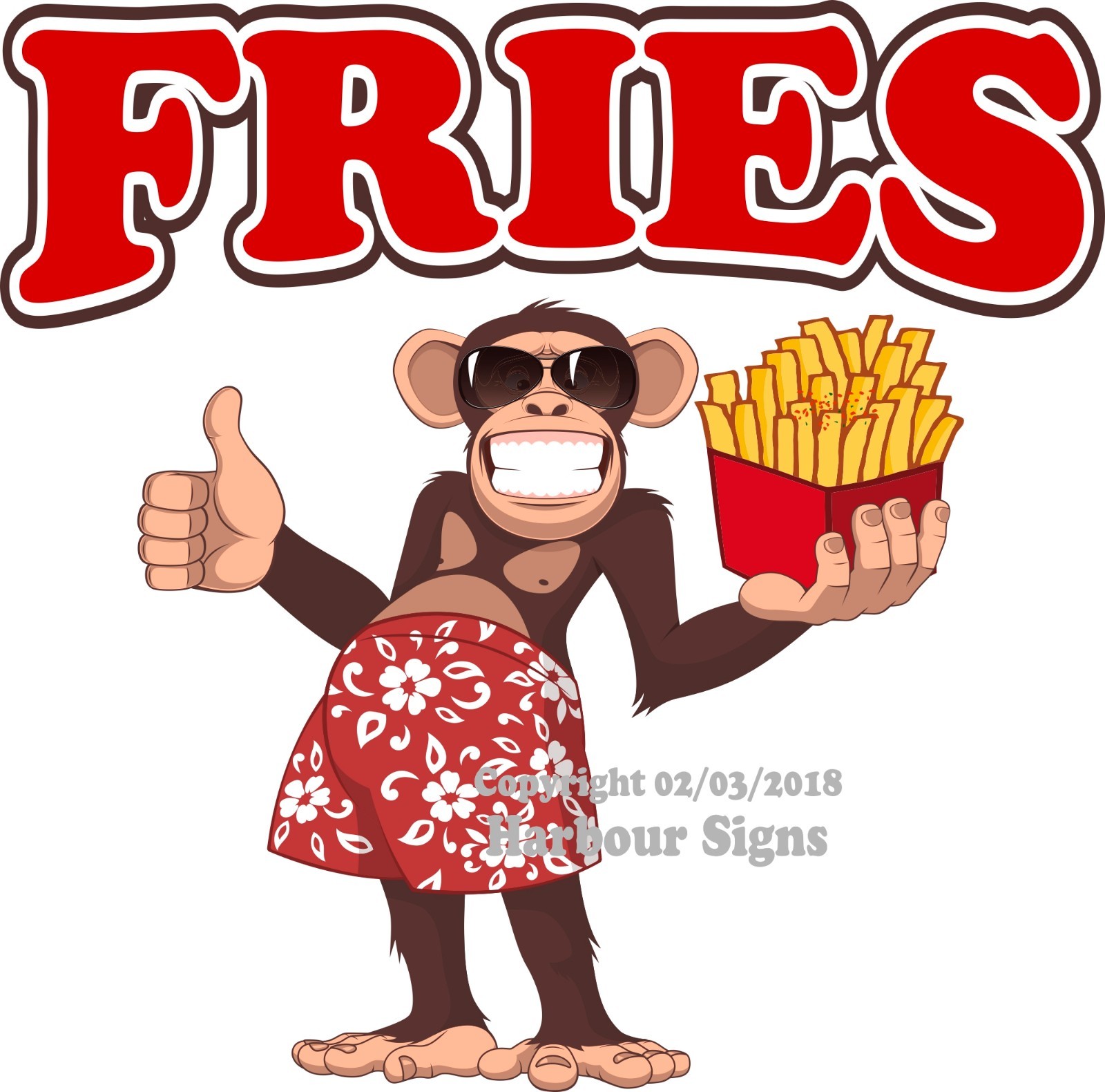 French Fries DECAL (Choose Your Size) Monkey Concession Food Truck Sticker