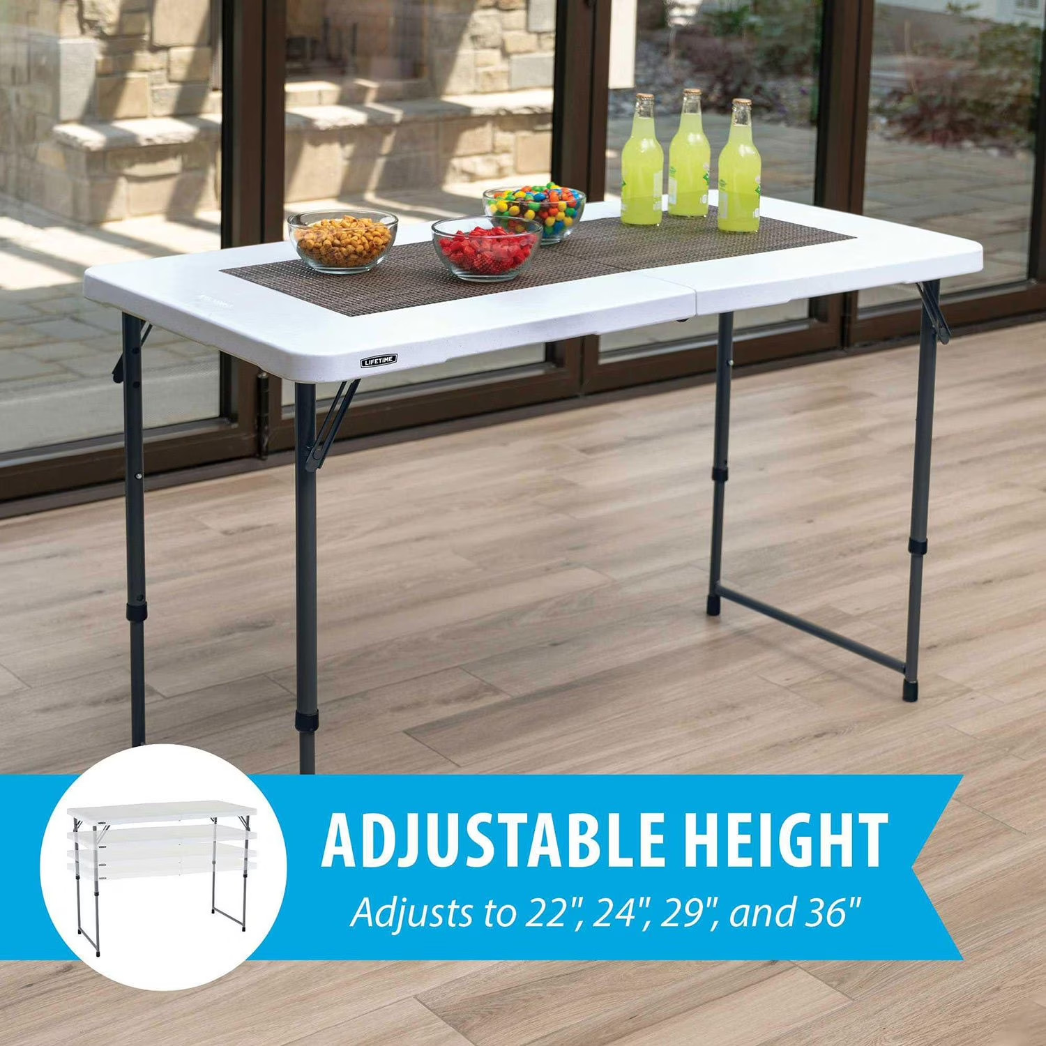 Lifetime 4′ Commercial Grade Adjustable Fold-in-Half Table