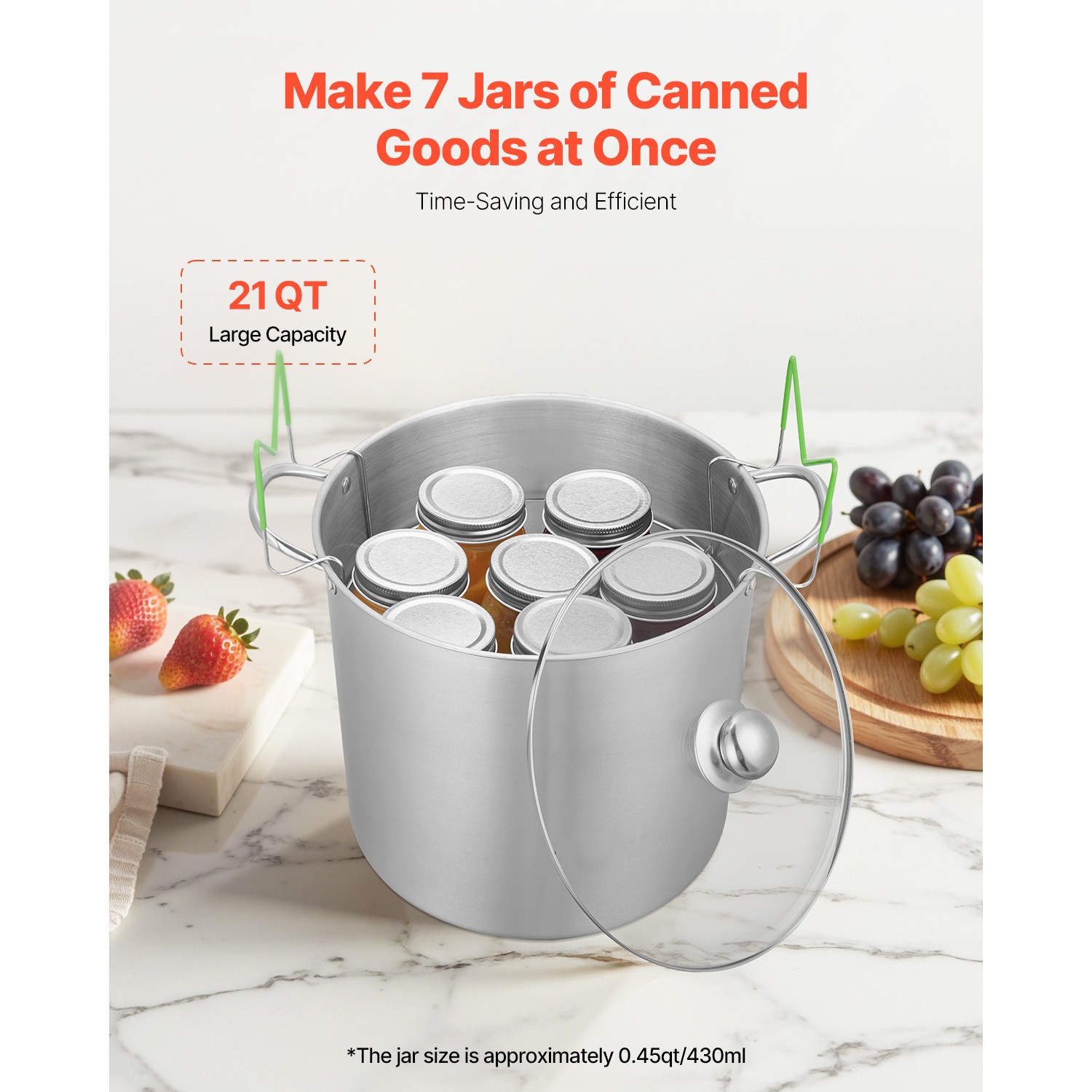Uimoso 21 QT Stainless Steel Canning Pot with Rack and Glass Lid for Water Bath