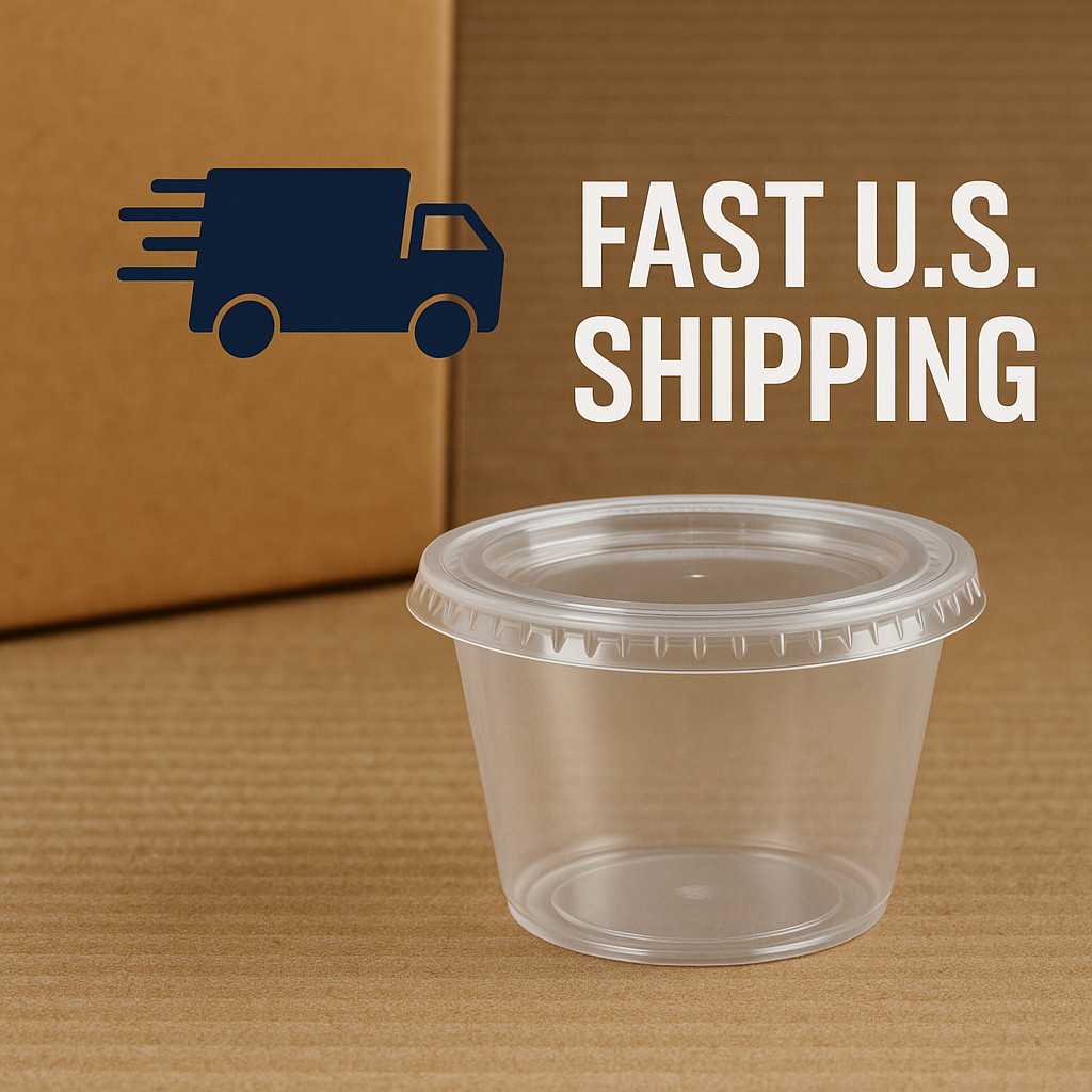 3.25 oz Plastic Clear Disposable Portion Cups with Lids Souffle Cup / Portion