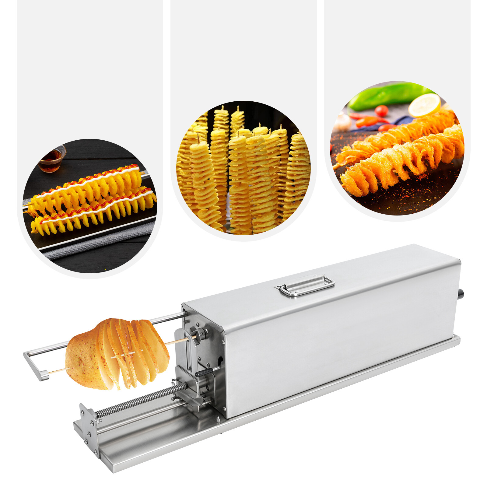 110V Automatic Stretching Potato Spiral Slicer Electric Potato Tower Machine