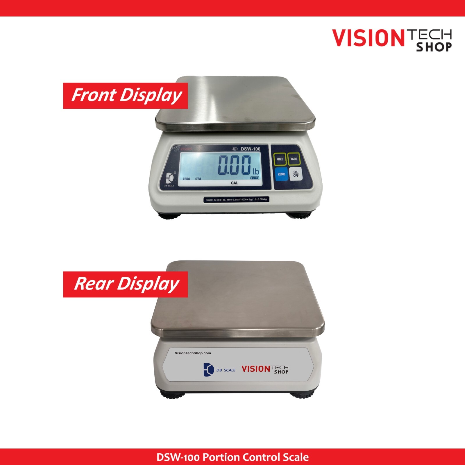 VisionTechShop DSW-100 Portion Scale, Single LCD Display, NTEP #22-007