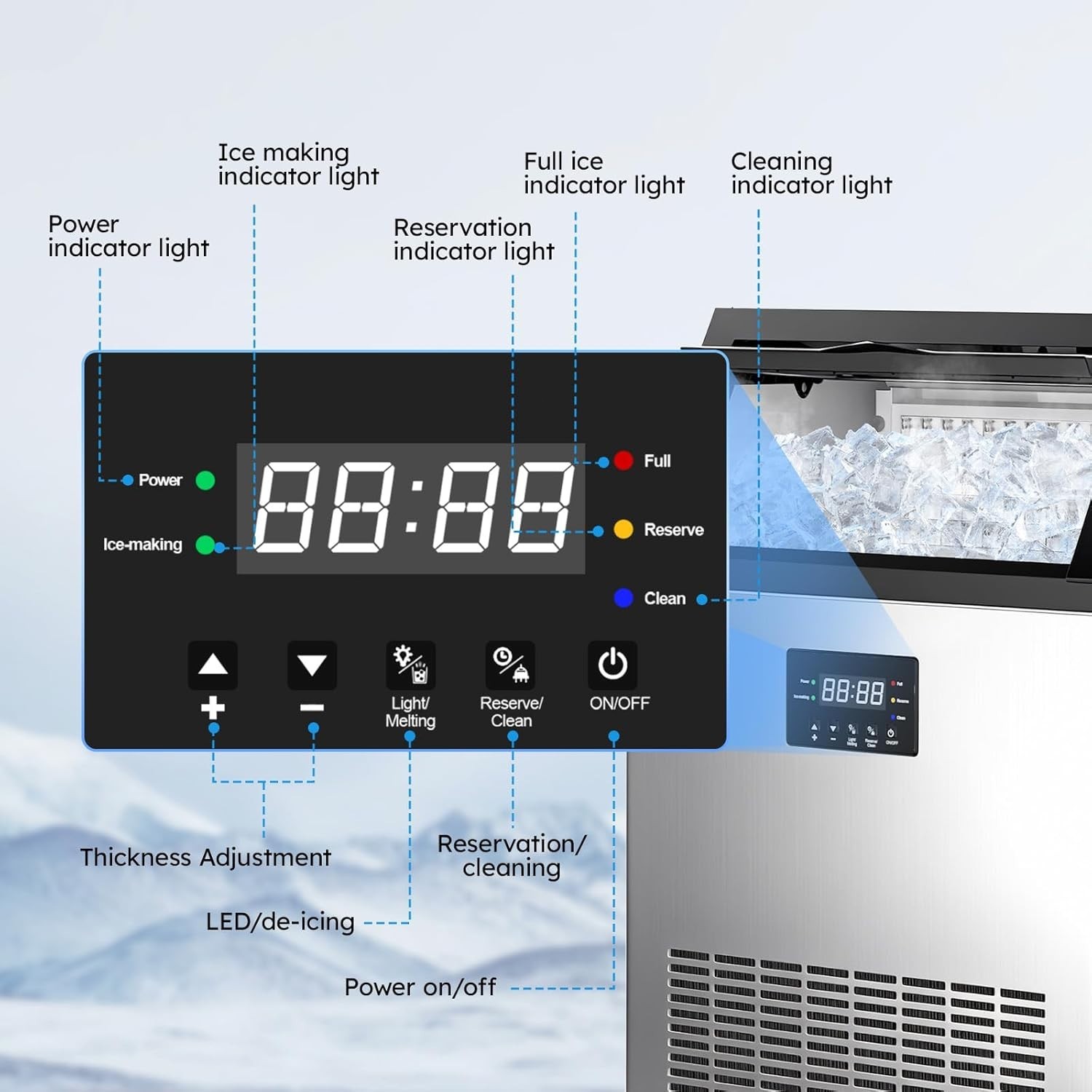 Commercial Ice Maker Machine 200 Lbs/24H, Commercial Ice Machine, 50 LBS Storage