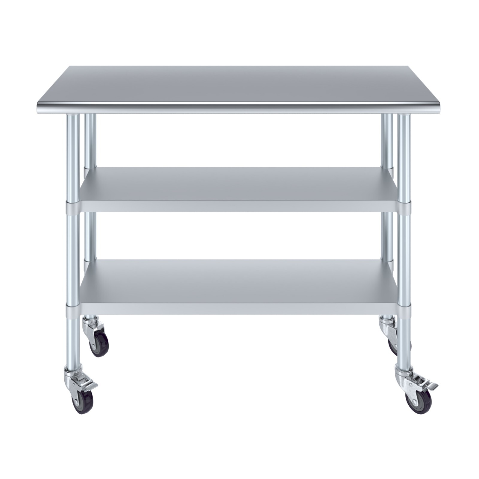 18 in. x 48 in. Stainless Steel Work Table With 2 Shelves and Wheels