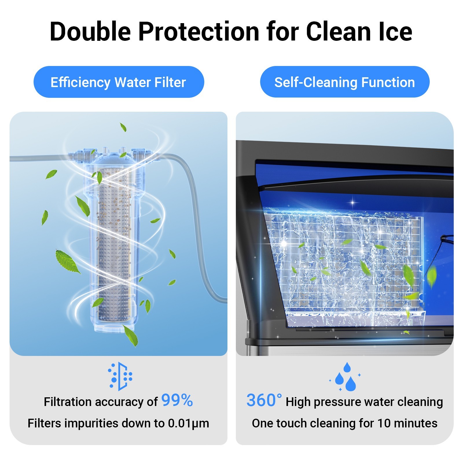 Commercial Ice Maker Machine 450LBS/24H Built-in Ice Maker with 120LBS Storage