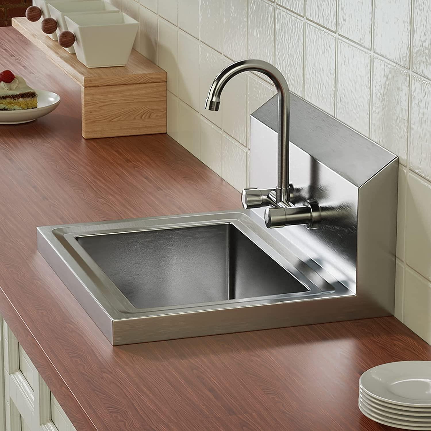 Heavy Duty Hand Wash Commercial Sink Wall Mount Utility Sink with Drainer/Faucet