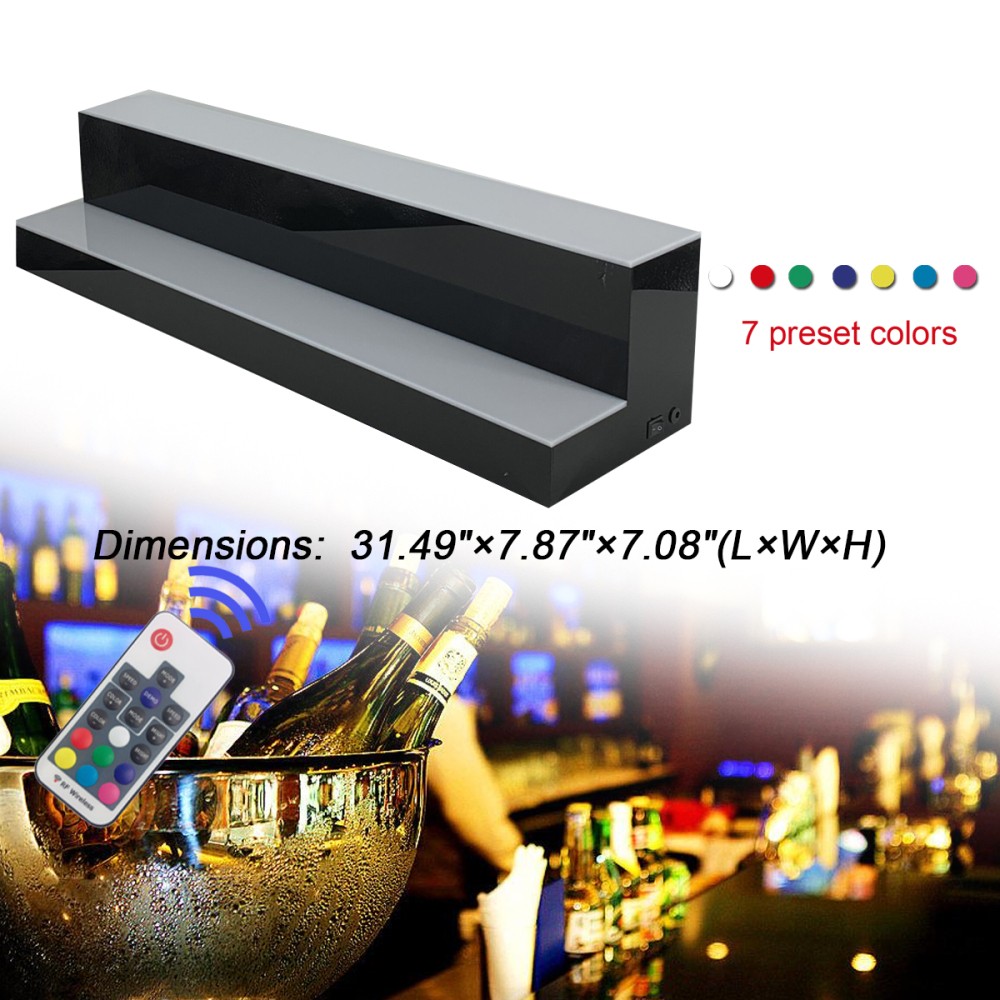 31 Inch Up Back Bar Liquor Display Stand 7 Color LED Glowing Light With Remote