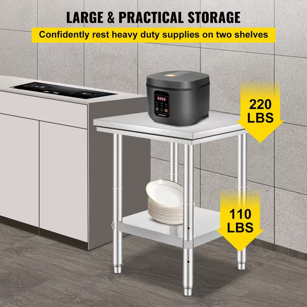 Stainless Steel Prep Table, 24 In. X 24 In. X 31 In., 700 Lbs. Load Capacity, Ki