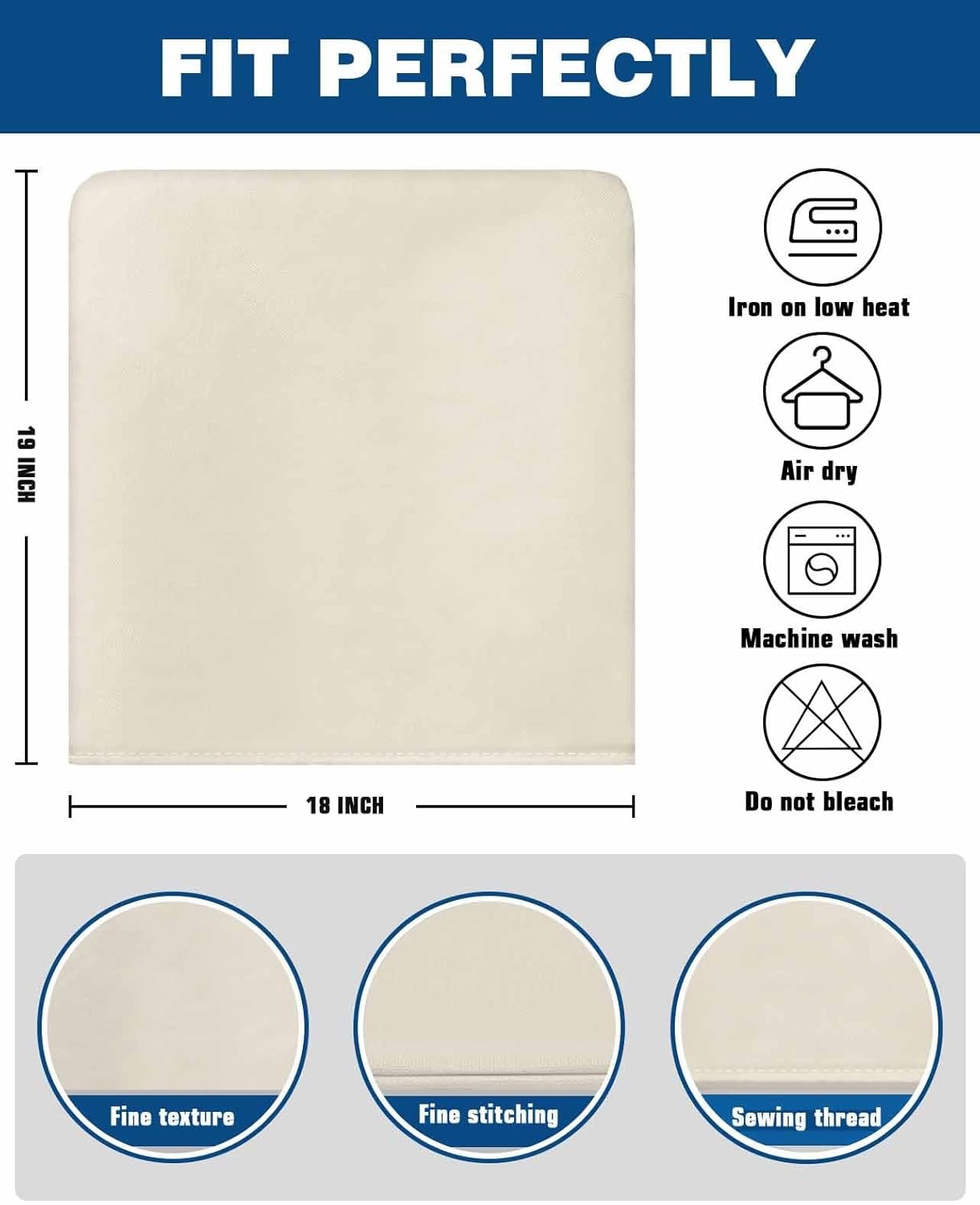 Cream Beige Chair Back Covers for Dining Room, Farmhouse Solid Cream Color Linen