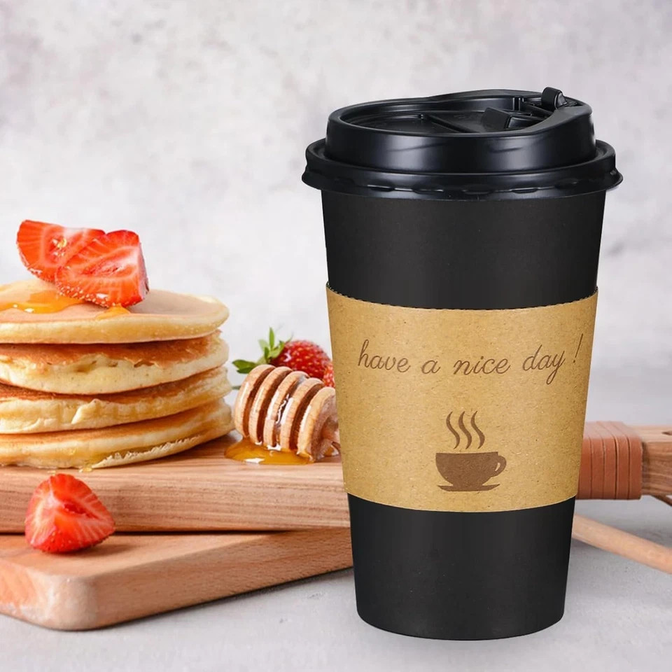 16 Oz Coffee Cups 50 Pack, Disposable Coffee to Go Cups with Lids, Stir Sticks a