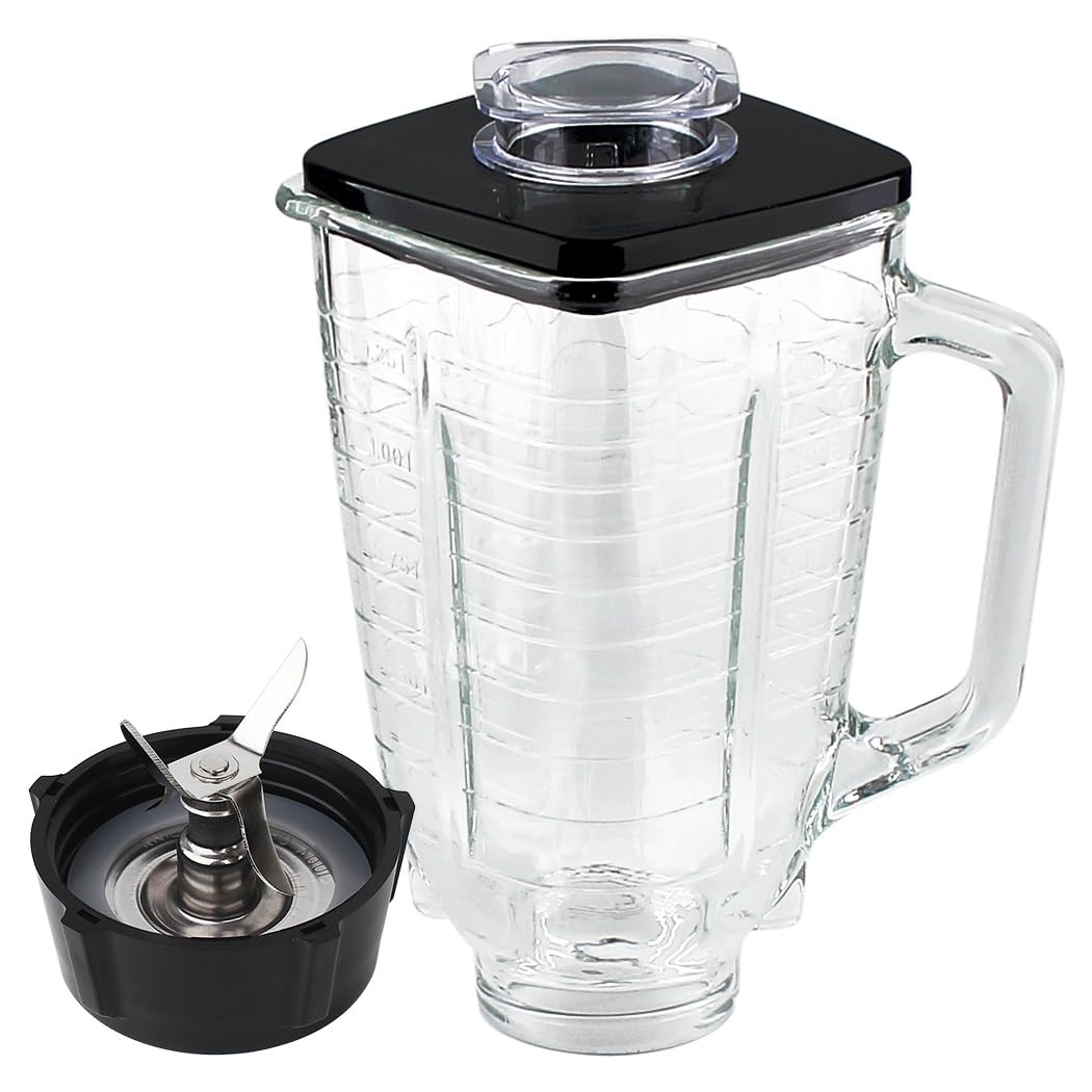 LMEI Replacement Parts 5-Cups Square Top Glass Jar Assembly With…