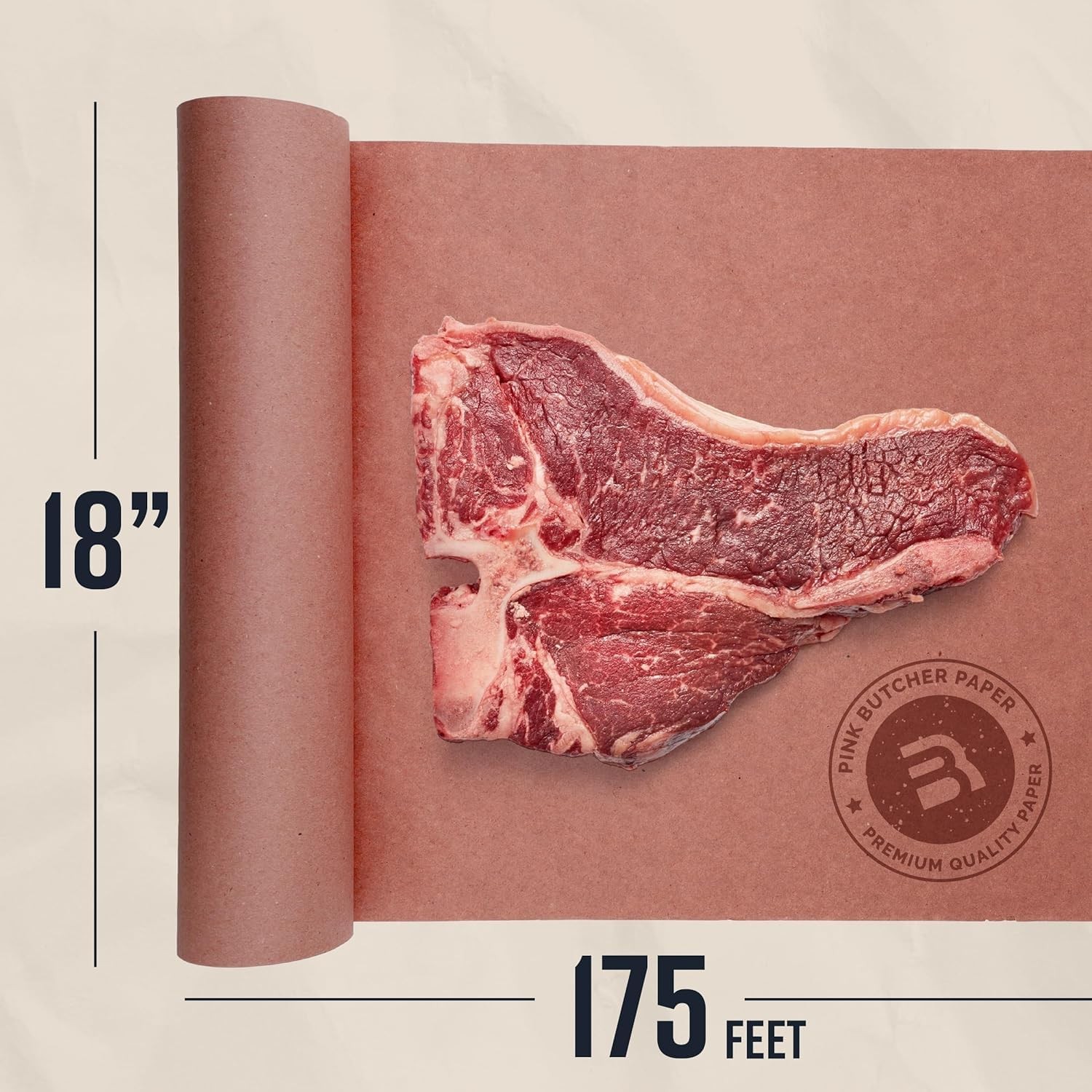 Bryco Goods Pink Butcher Paper Roll with Dispenser Box, 18 x 175 2100”