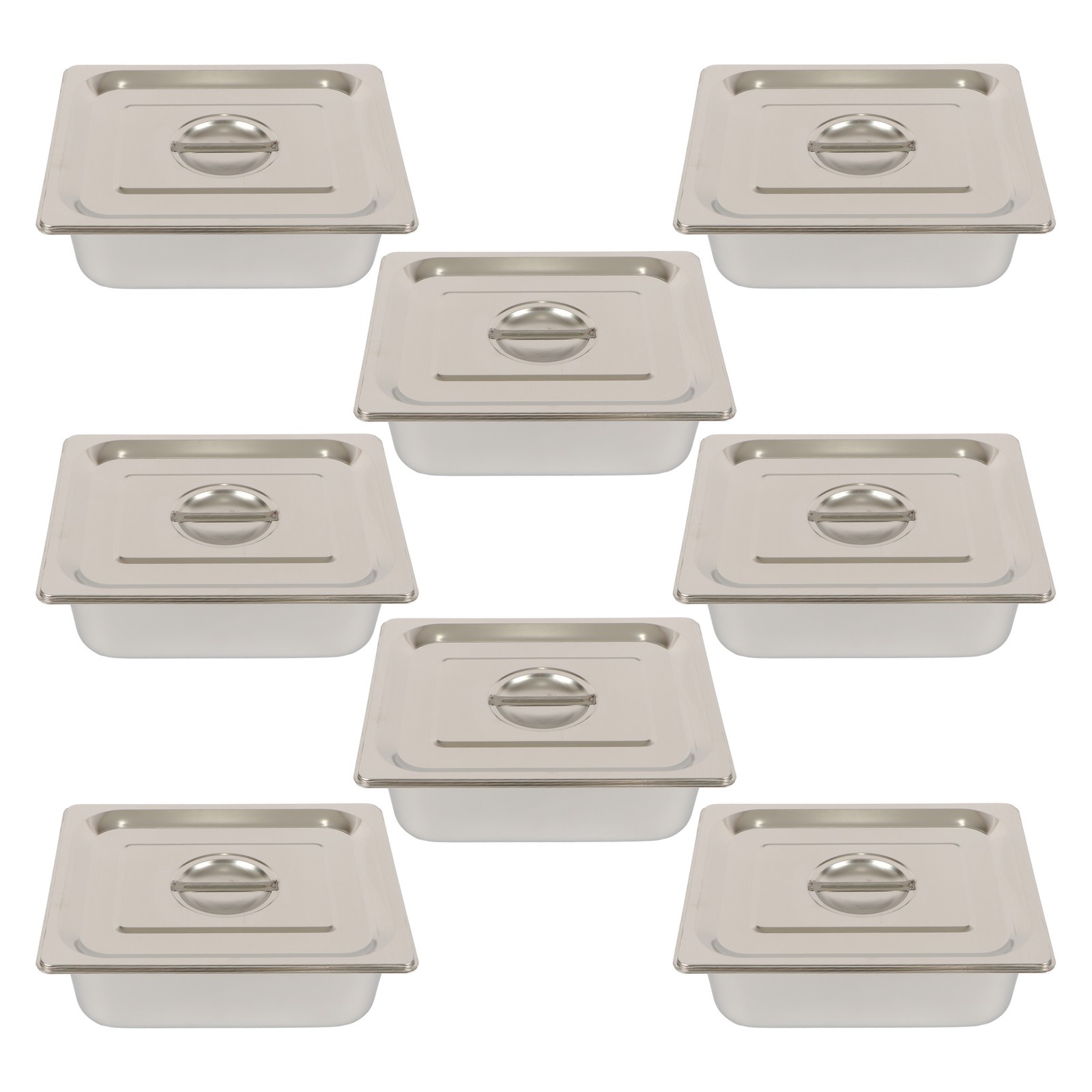 8 Pack 1/2 Size Hotel Pans Steam Table Pan 4″ Deep Stainless Steel with Lid