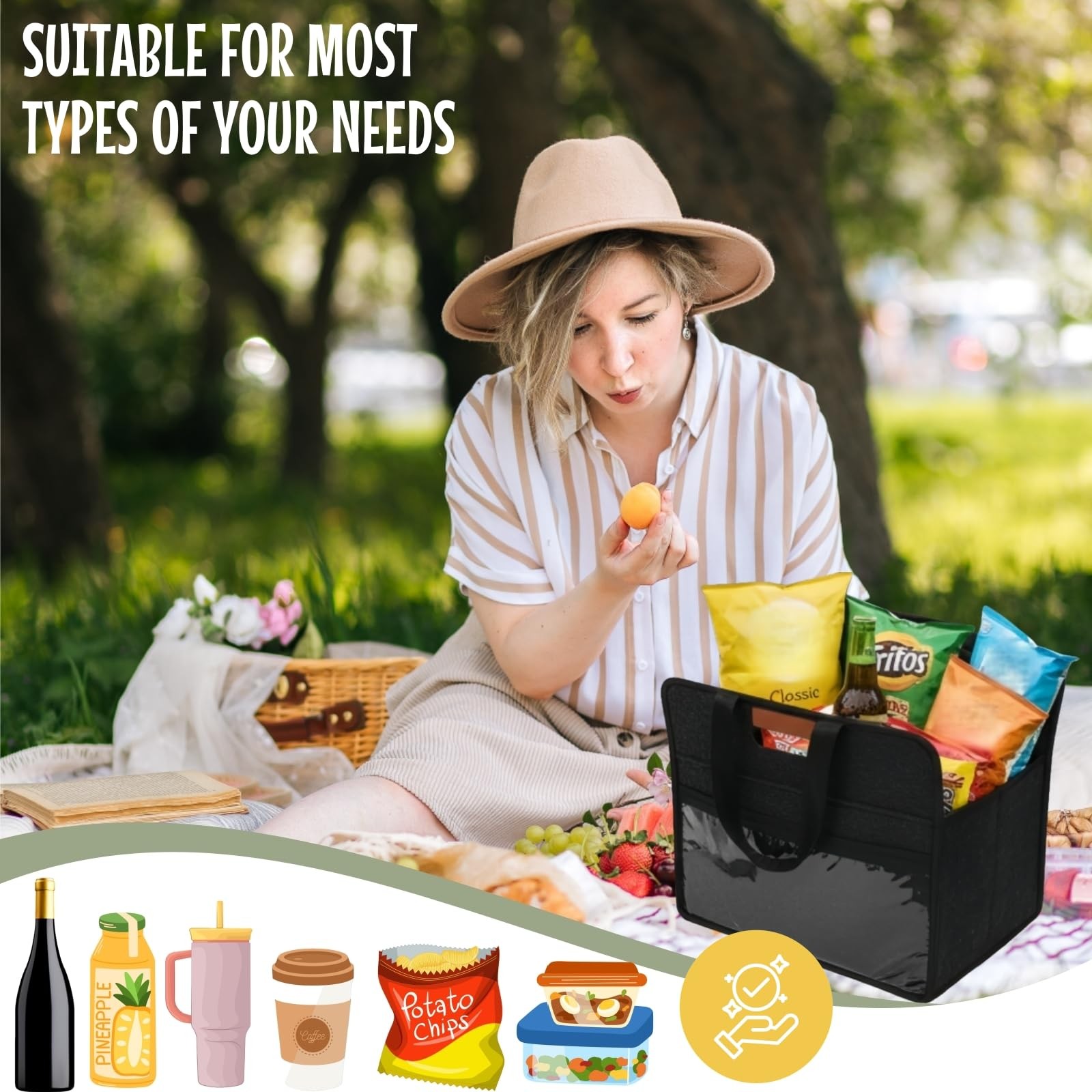 ZOOFOX 2 Pack Insulated Drink Carrier with 12.6 x 7.9 x 11 inches, Black