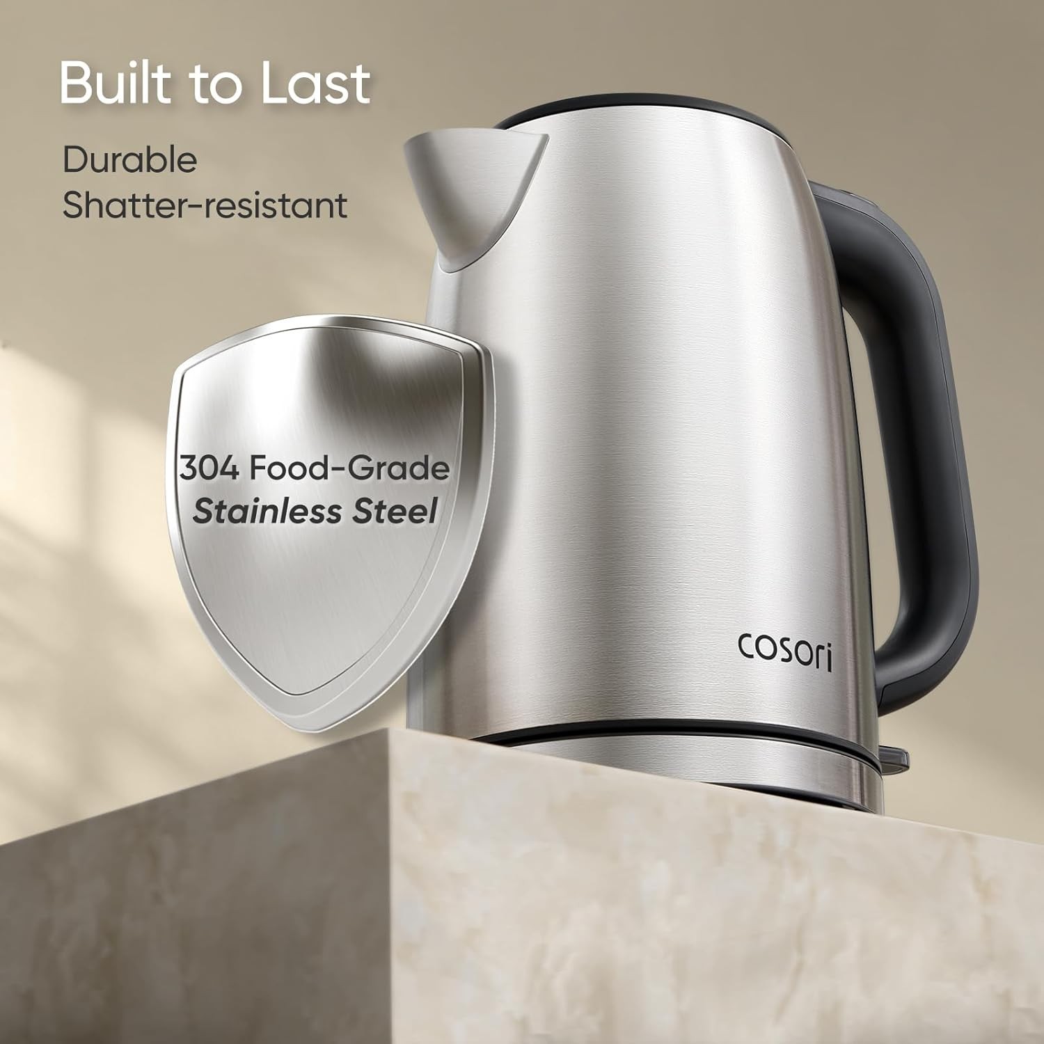 Electric Kettle, Plastic-Interior, Easy to Clean, Automatic Shut Off & Boil-Dry
