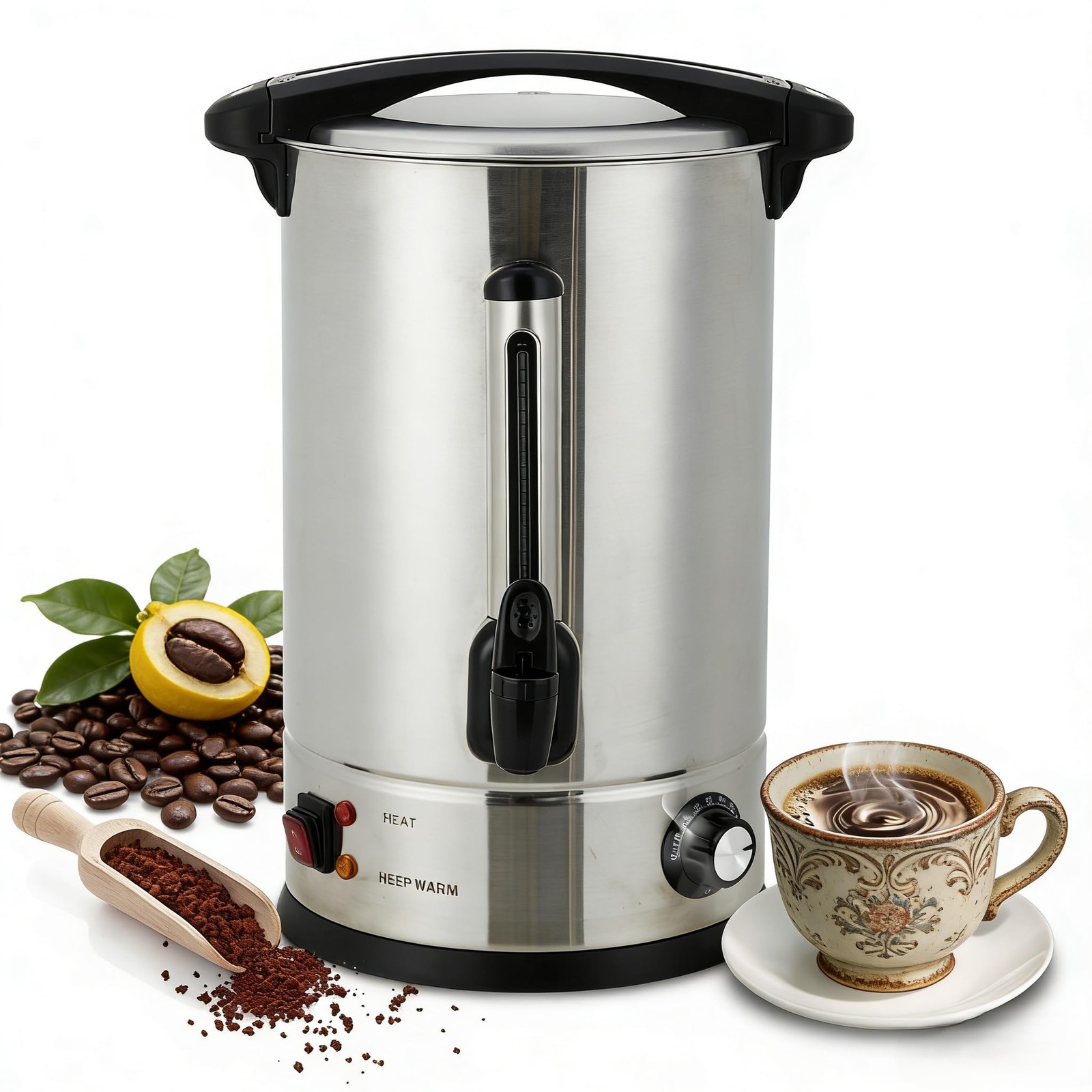 14 L/100 Cups Coffee Urn, Commerical Coffee Maker Large Percolator Pot Dispenser
