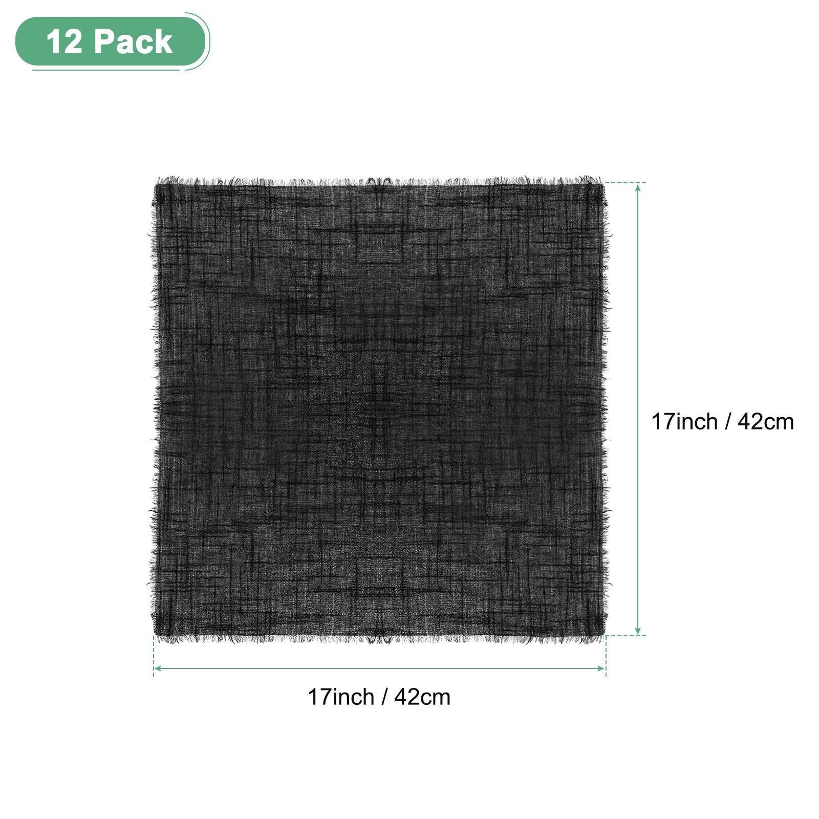 12-Pack 17″ x 17″( L x W ) Cotton Linen Fall Napkins with Fringe [Black]