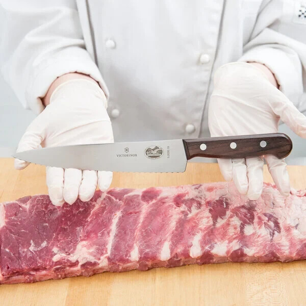 Victorinox 5.2030.19-X1 7 1/2″ Serrated Edge Stiff Chef Knife with Wood Handle