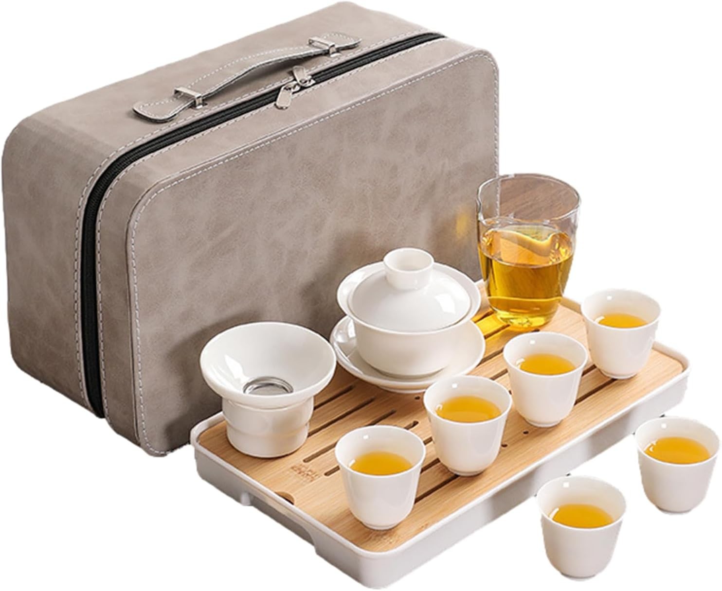 Gaiwan Tea Set Chinese Gongfu Tea Set Portable Asian Adult Travel Tea Set with