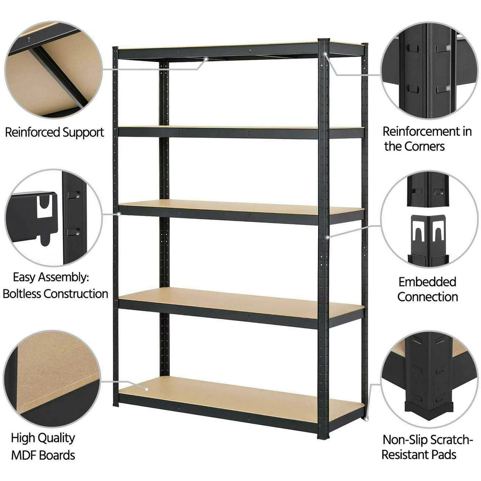 6 Size Heavy Duty Shelf Garage Steel Metal Storage 5 Level Adjustable Shelf