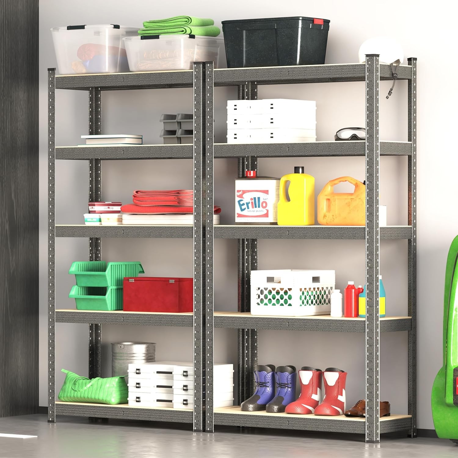 6 Size Heavy Duty Shelf Garage Steel Metal Storage 5 Level Adjustable Shelf