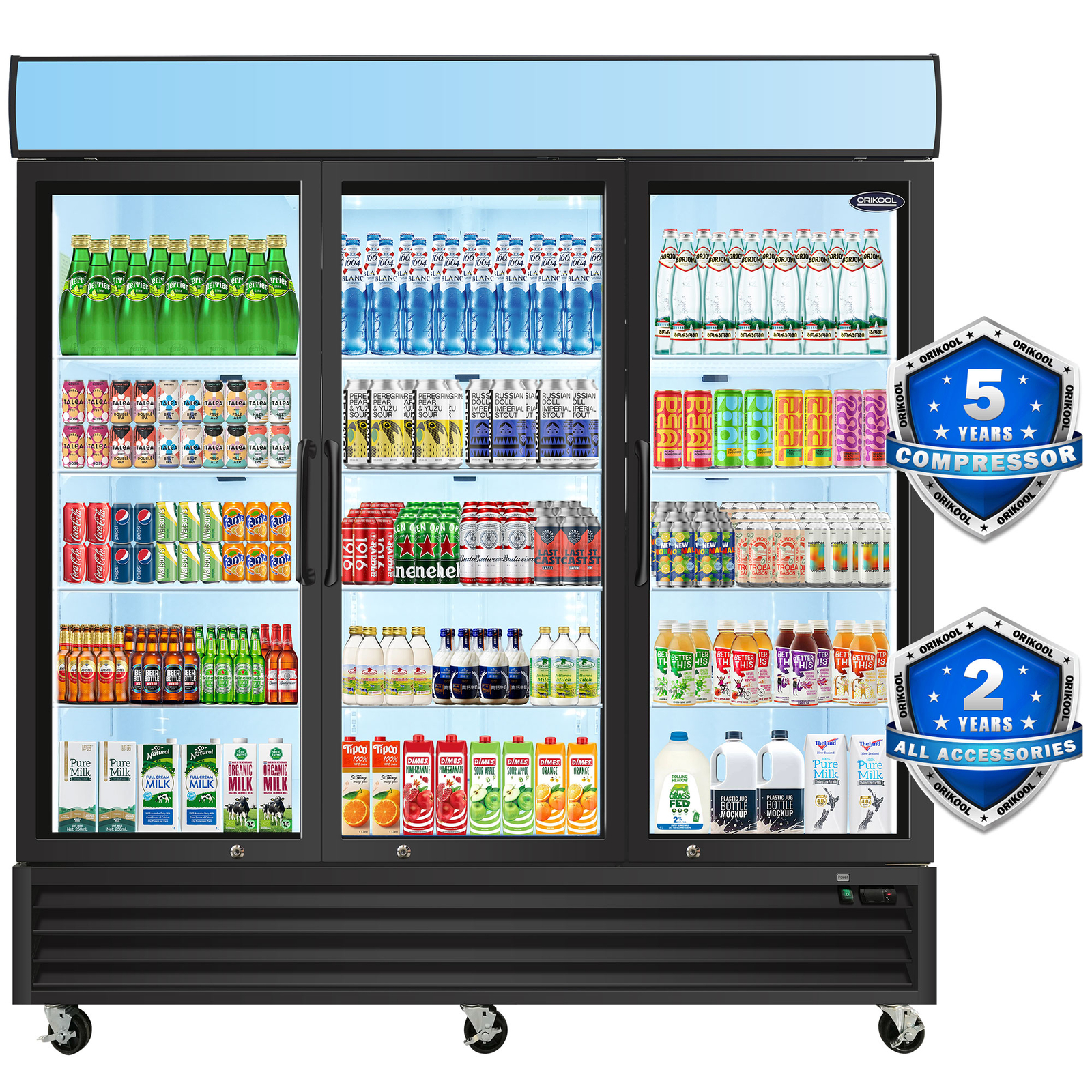 Merchandiser Refrigerator 70 Cu.ft Commercial Beverage Cooler 3 Glass Doors New