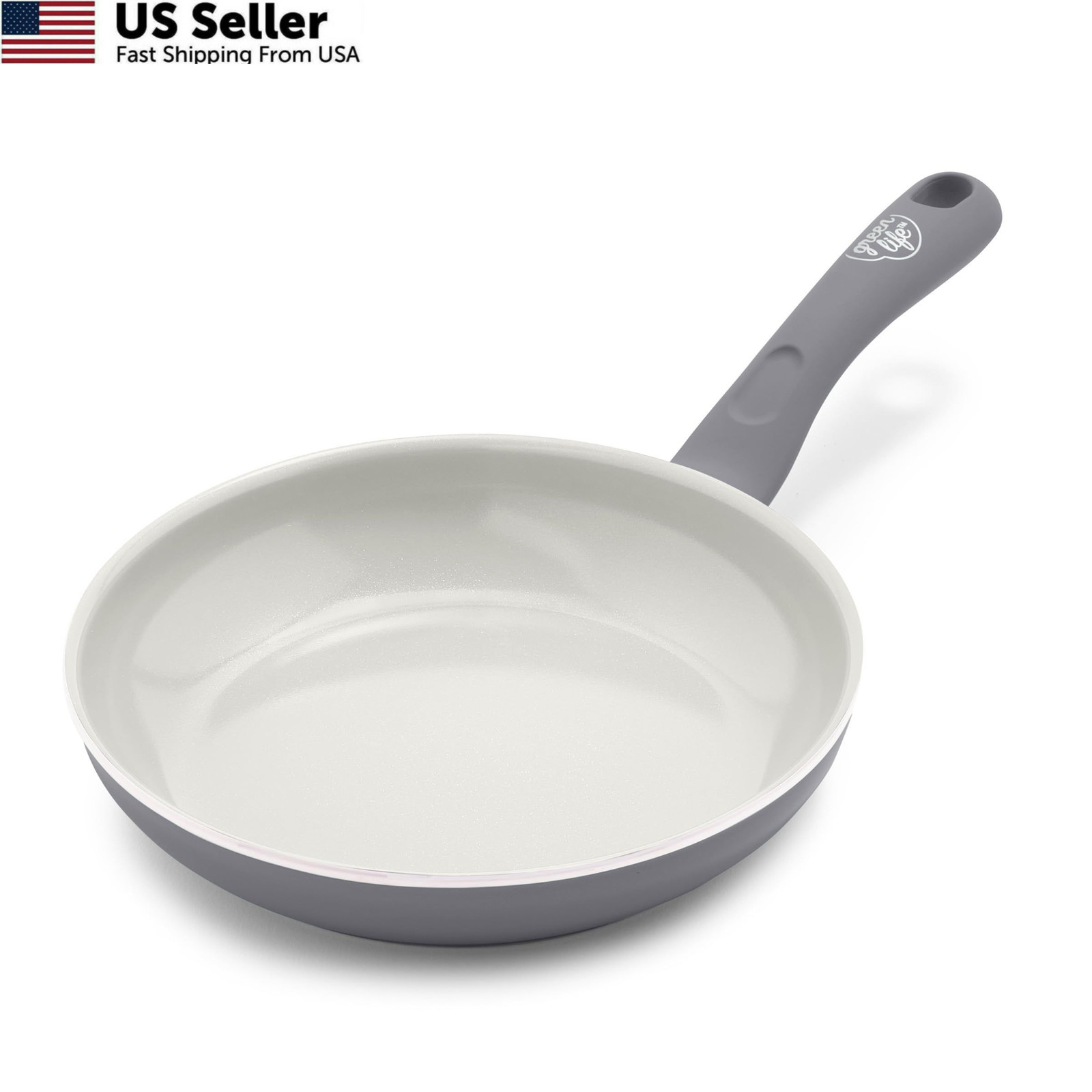 GreenLife Soft Grip Healthy Ceramic Nonstick 8″ Frying Pan Skillet, Gray