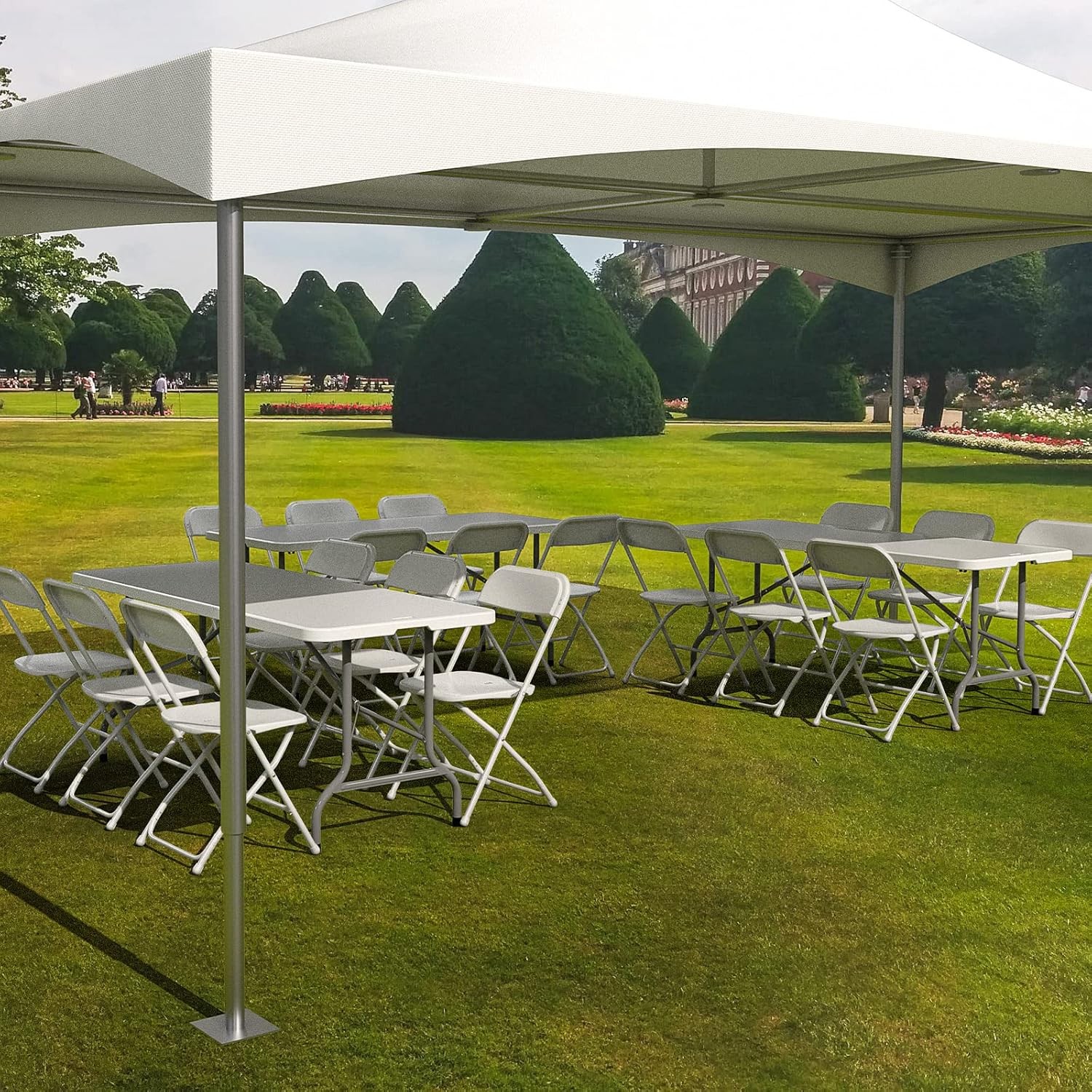 Bonnlo Folding Chairs Set of 10 White Plastic with Metal Frame for Party Wedding