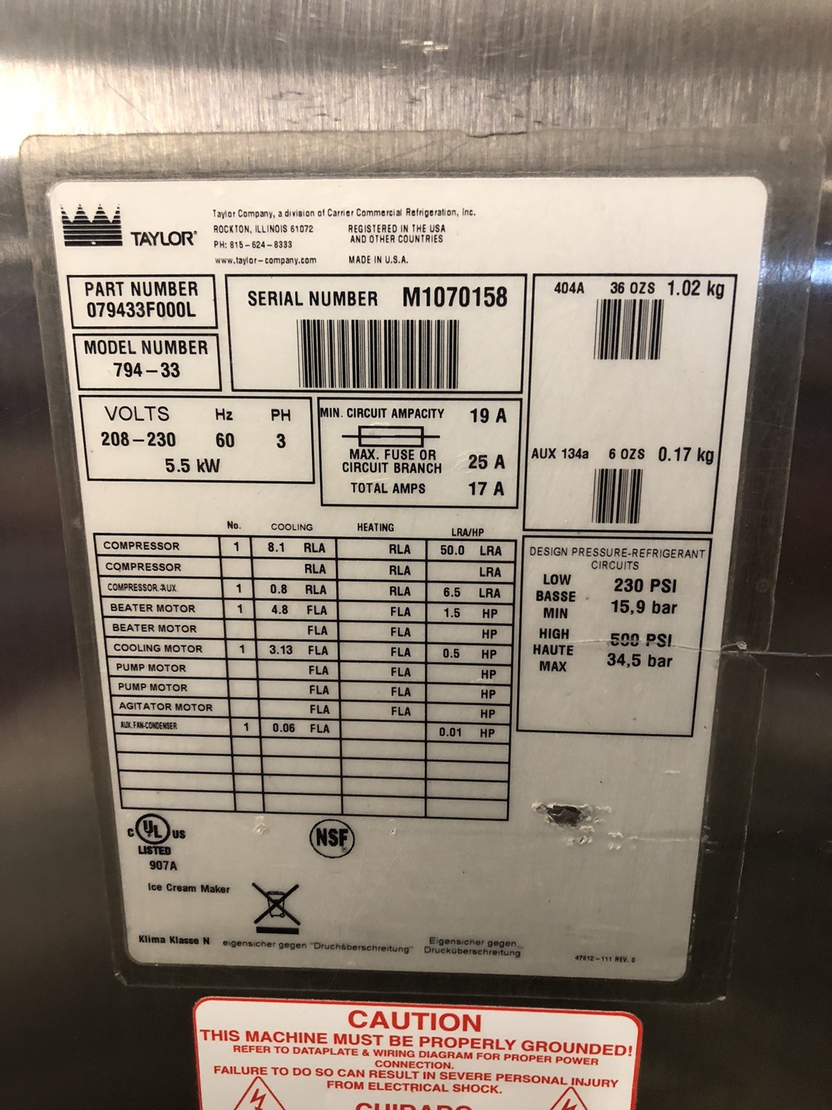 Taylor 794-33Ice Cream Yogurt Machine Air cooled 3 Phase 2011 Totally Rebuilt