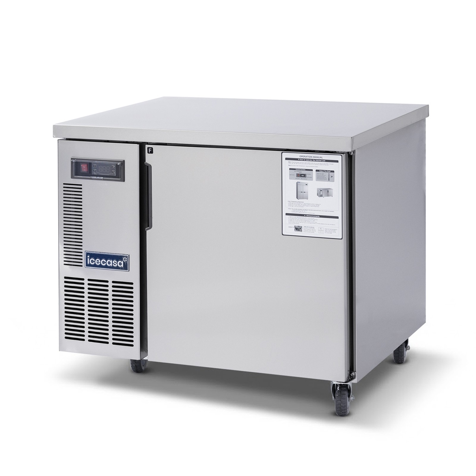 ICECASA 36″ Commercial Worktop Freezer Undercounter Stainless Steel Fridge