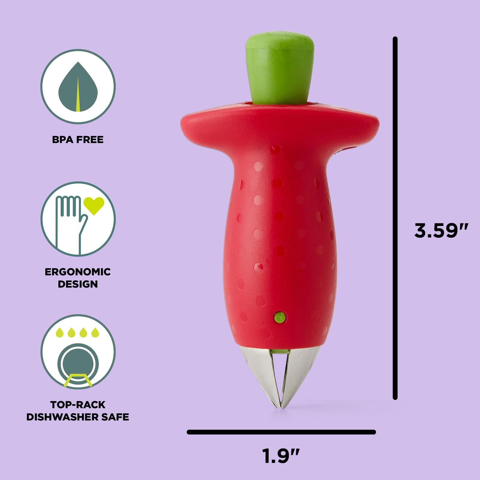 Chef’n Original Stem Gem Strawberry Huller, Red/Green – 102-138-005
