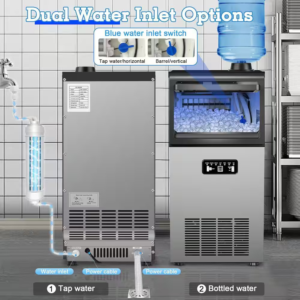 13.78 In. 110 Lbs./Day Commercial Freestanding/Built-In Full Size Cubes Ice Make