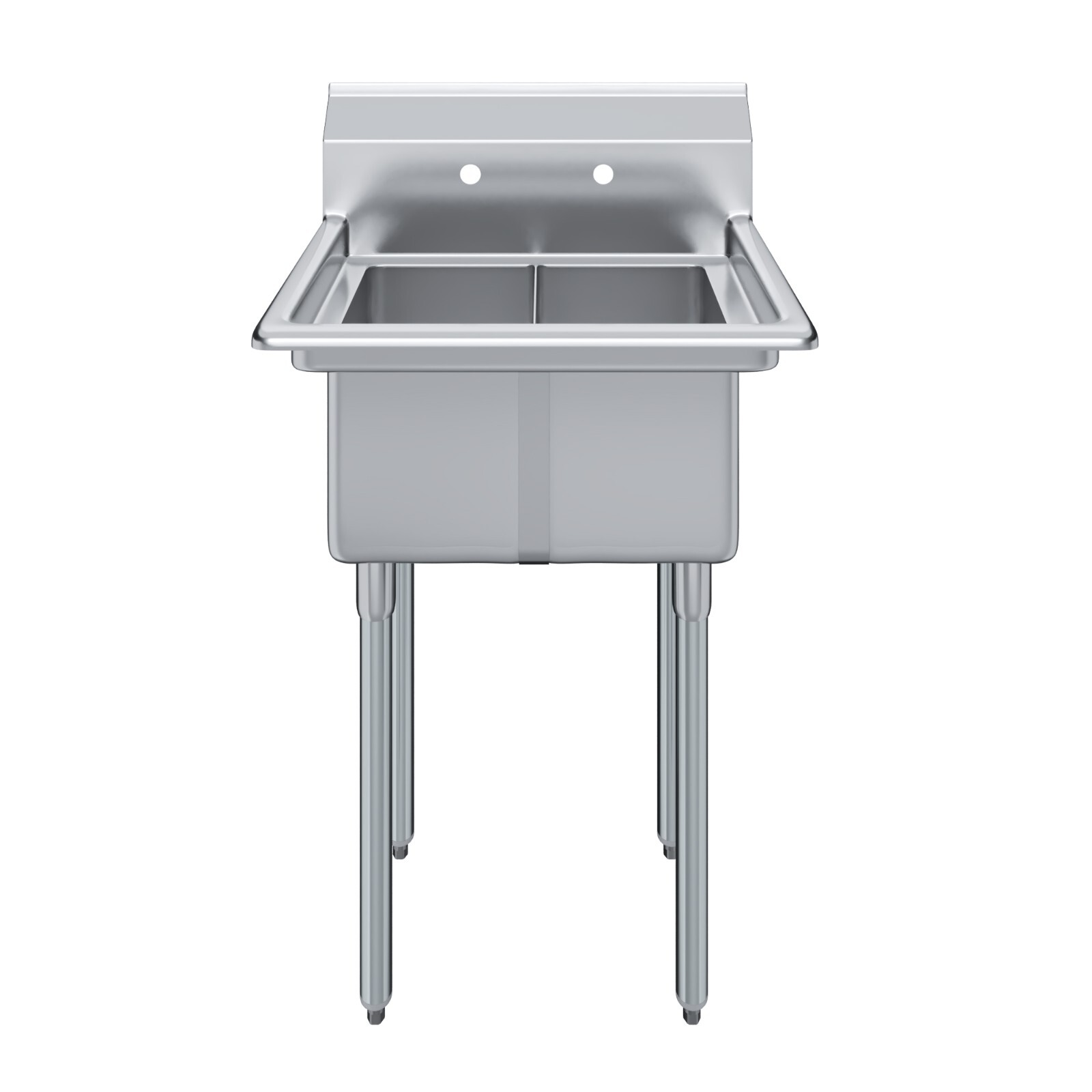 20 in. x 26 in. Stainless Steel Two Compartment Sink. 10 in x 14 in x 10in Bowls