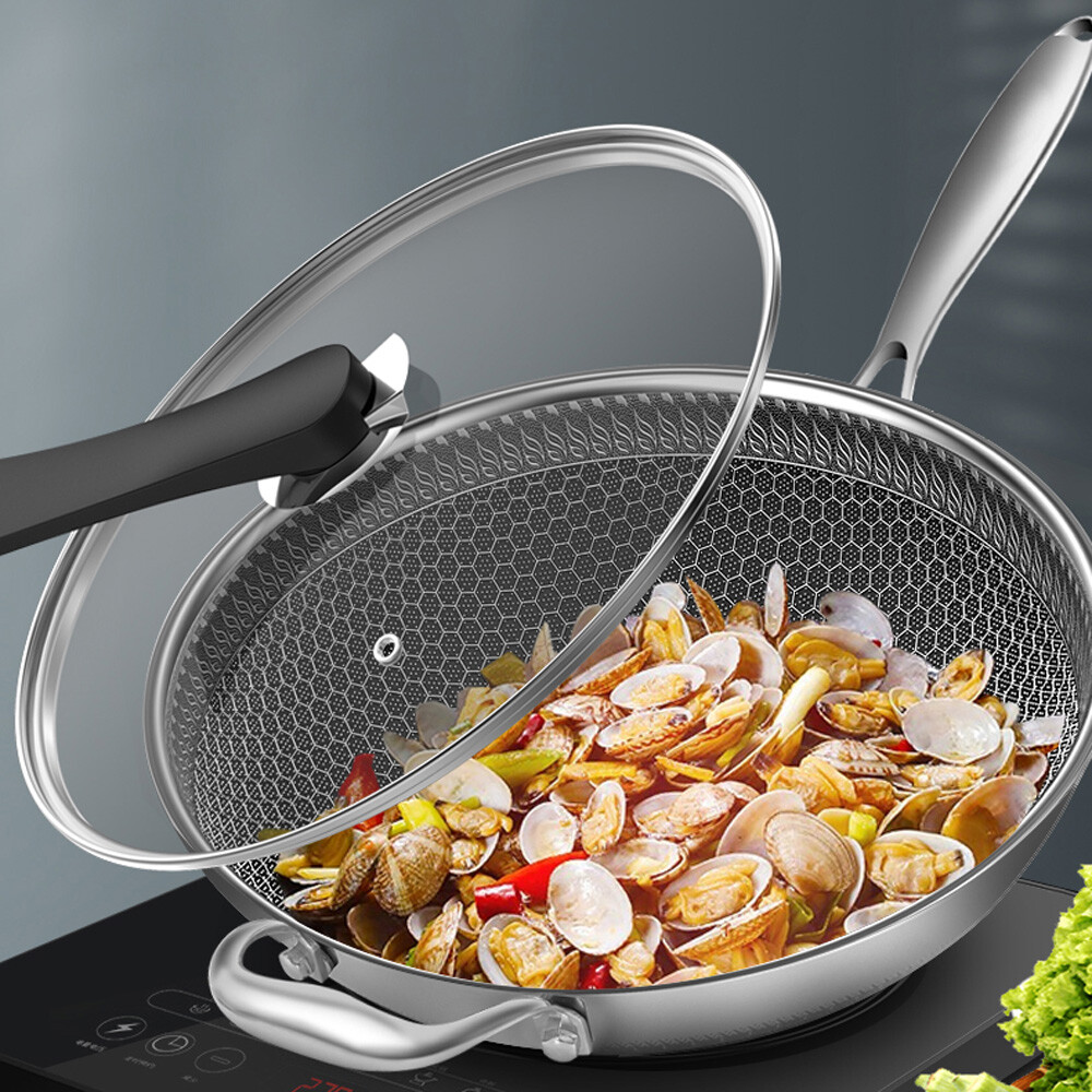 Stainless Steel Wok 316 Grade with Etching and Polishing 34cm Diameter