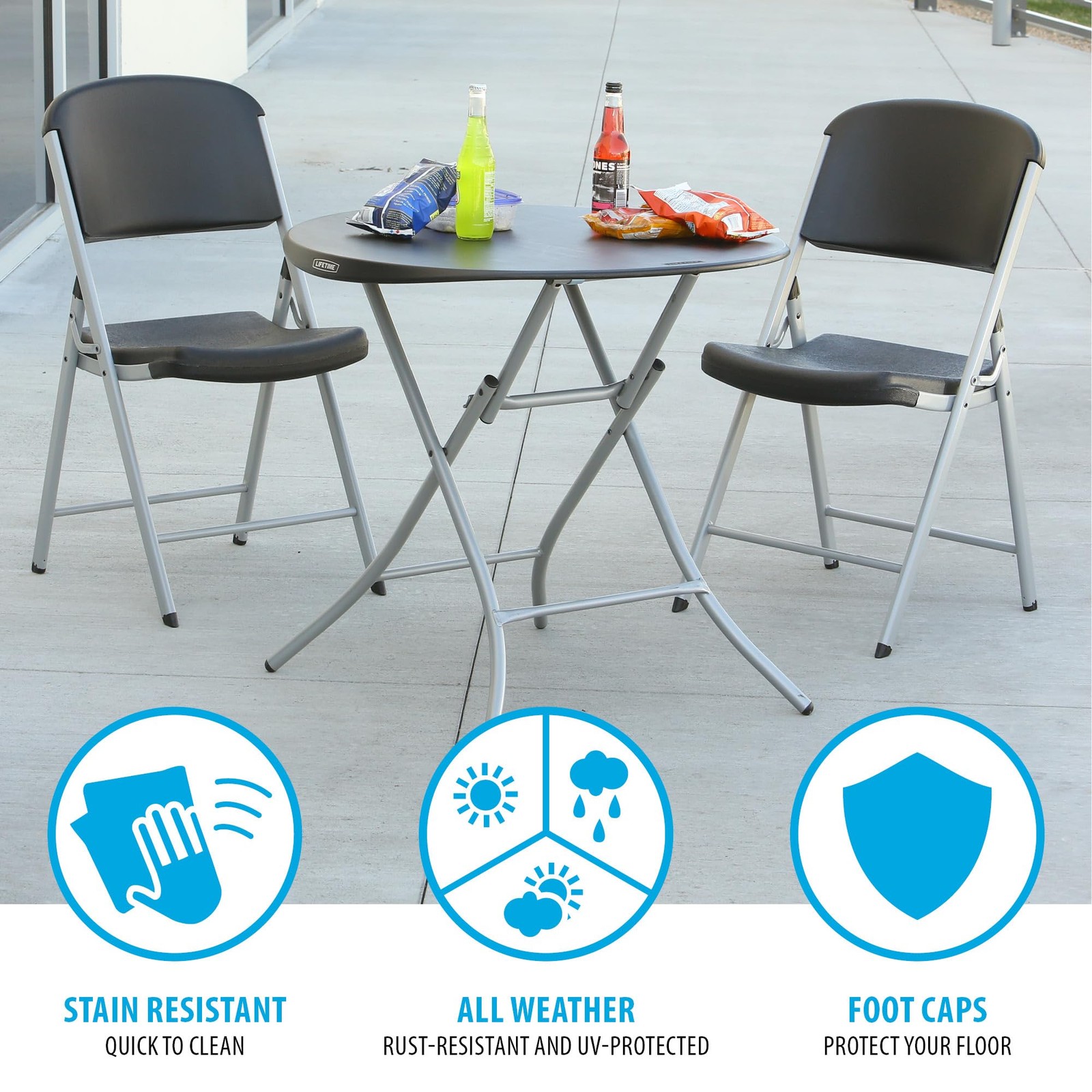 Lifetime 33-Inch Round Folding Table Black Portable Indoor Outdoor Use 81316