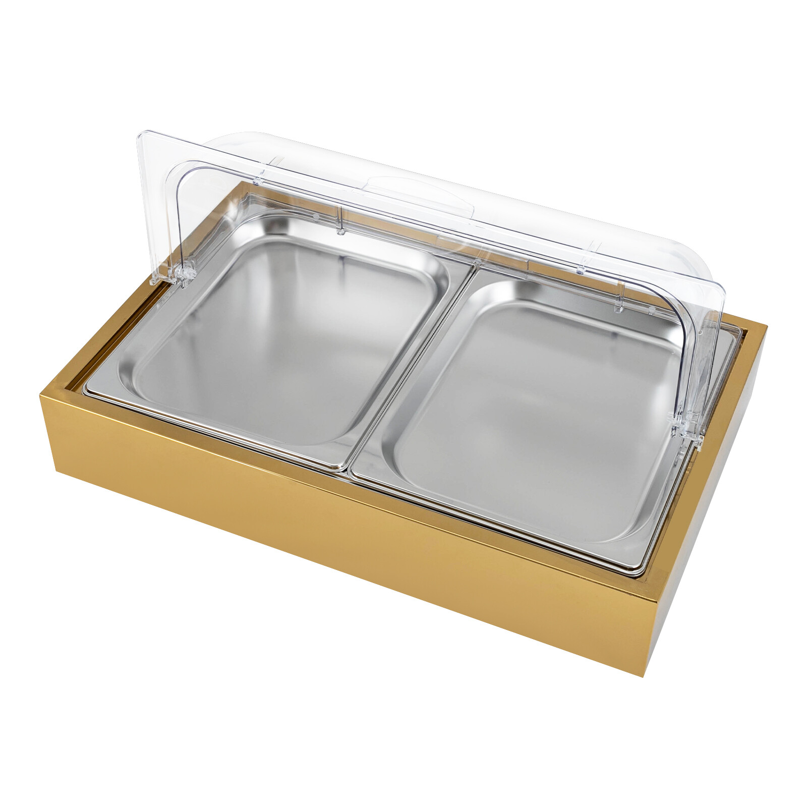 2-Compartments Ice Food Serving Display Tray Buffet Cold Serving Plate Dishes