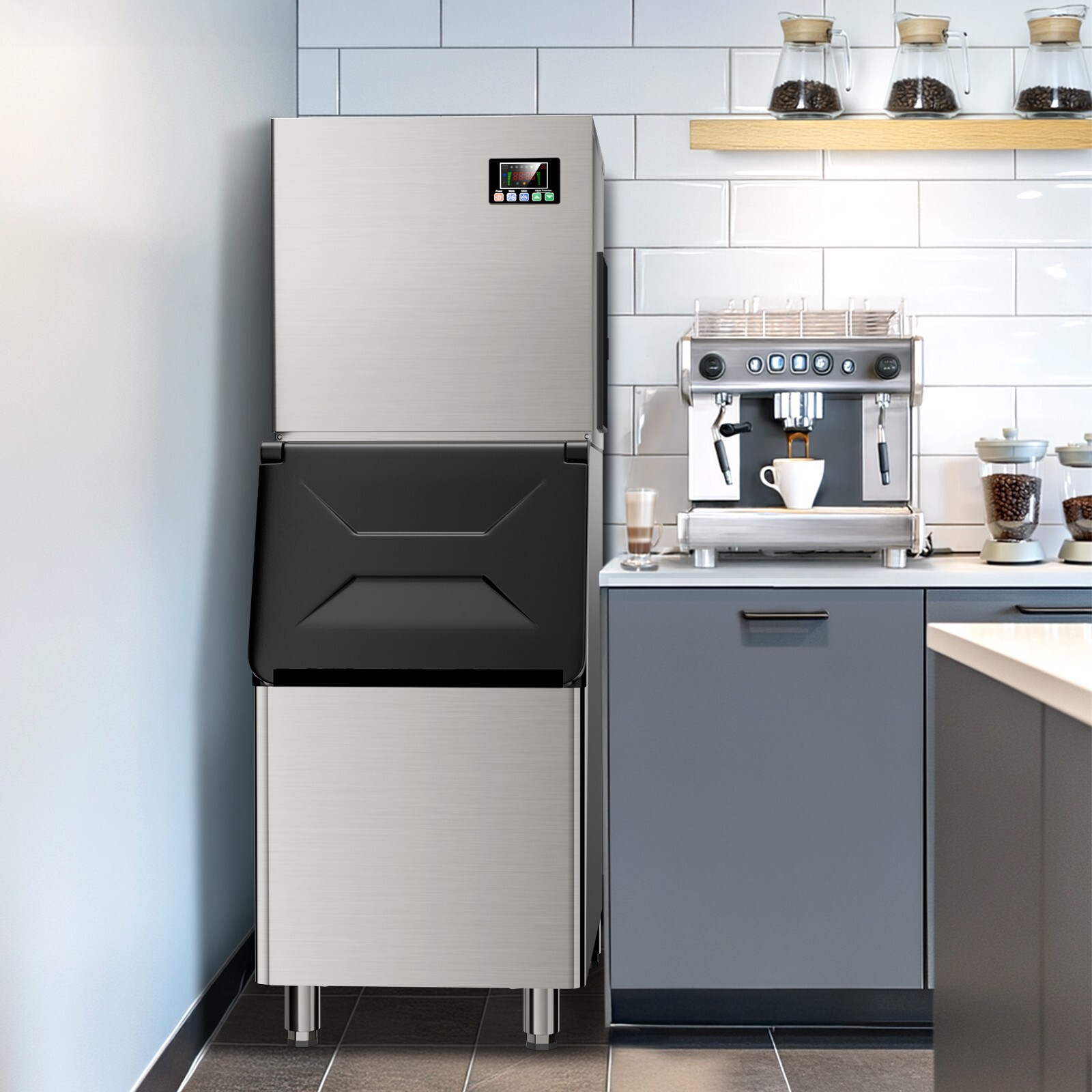 Commercial Ice Machine 680LBS/24H,Storage 560LBS,Large Industrial Ice Maker