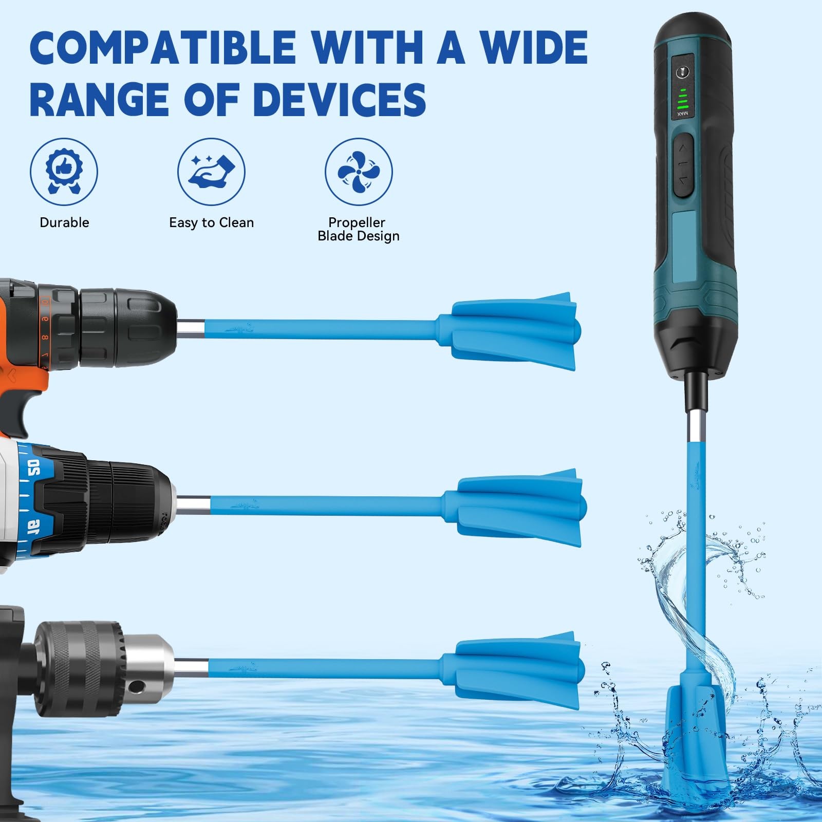 Suzzam Silicone Resin Mixer Paddles, 4 pcs Epoxy Silicone-4PCS, Blue