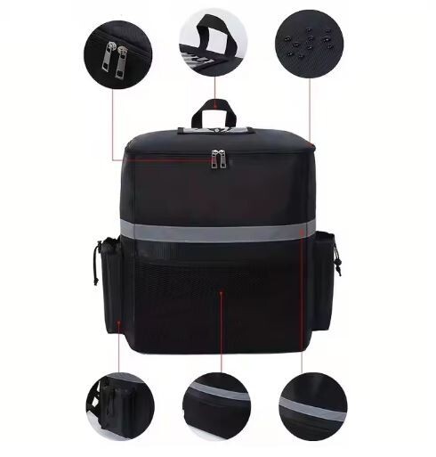 Food Delivery Large Backpack Insulated Reusable Pizza Delivery Bag, 4 Cup Holder
