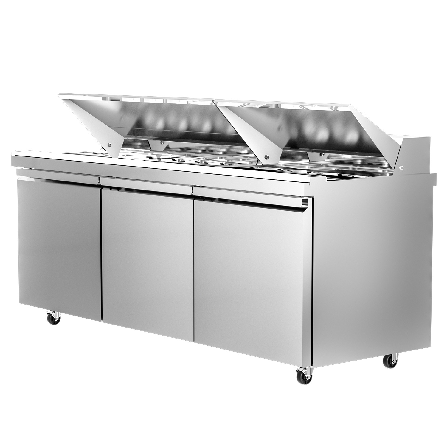 72» Commercial Refrigerator Salad Sandwich Prep Table Restaurant Bars W/30 Pans