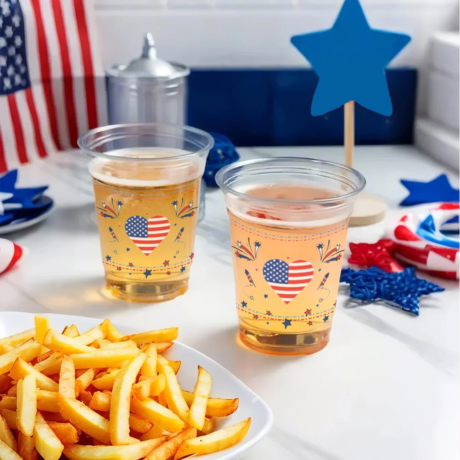 50 Pcs 12 oz 4th of July Plastic Cups Patriotic Plastic Cups Disposable Red …