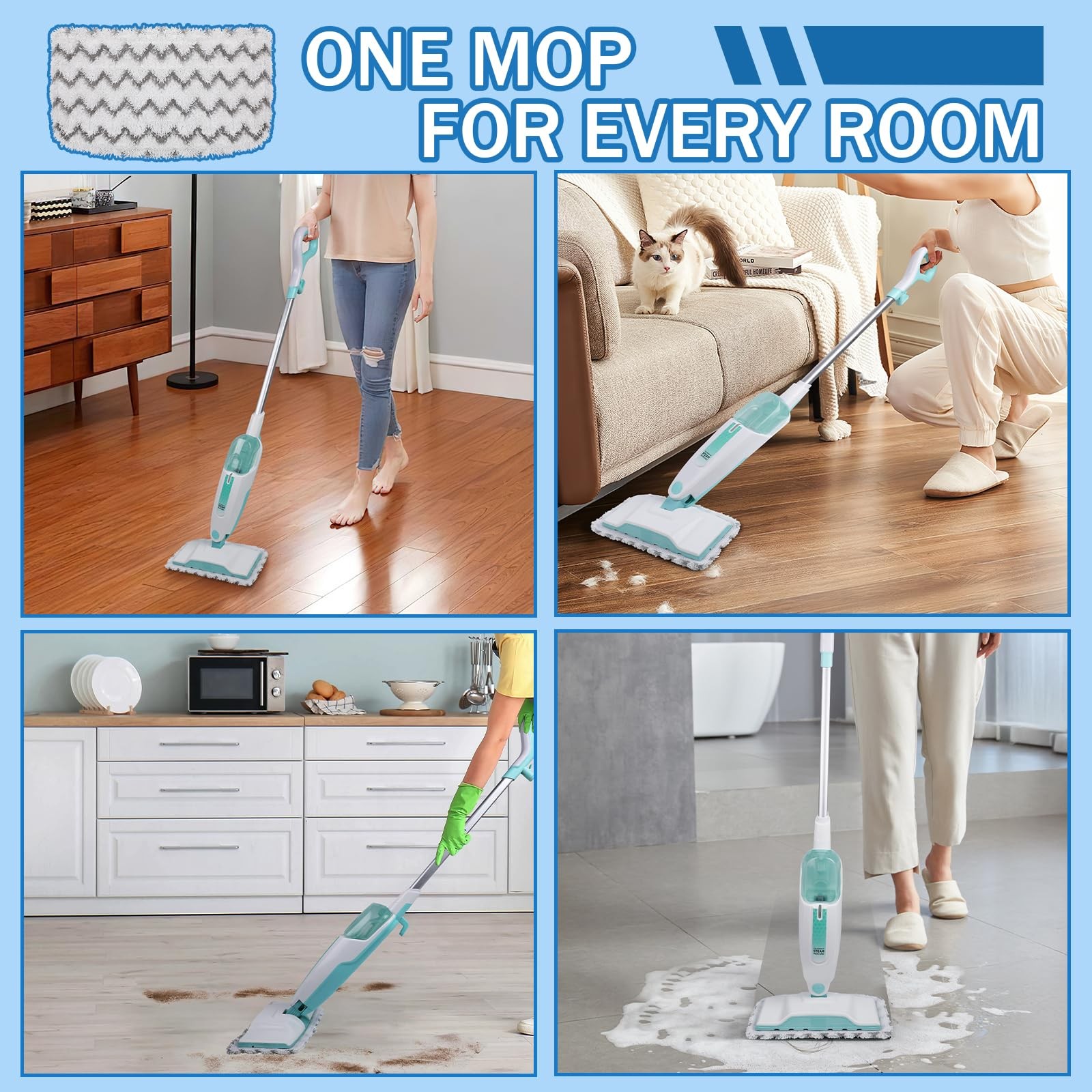Tidy Monster 6 Pack Reusable Steam Mop Replacement Pads Compatible Shark S1000