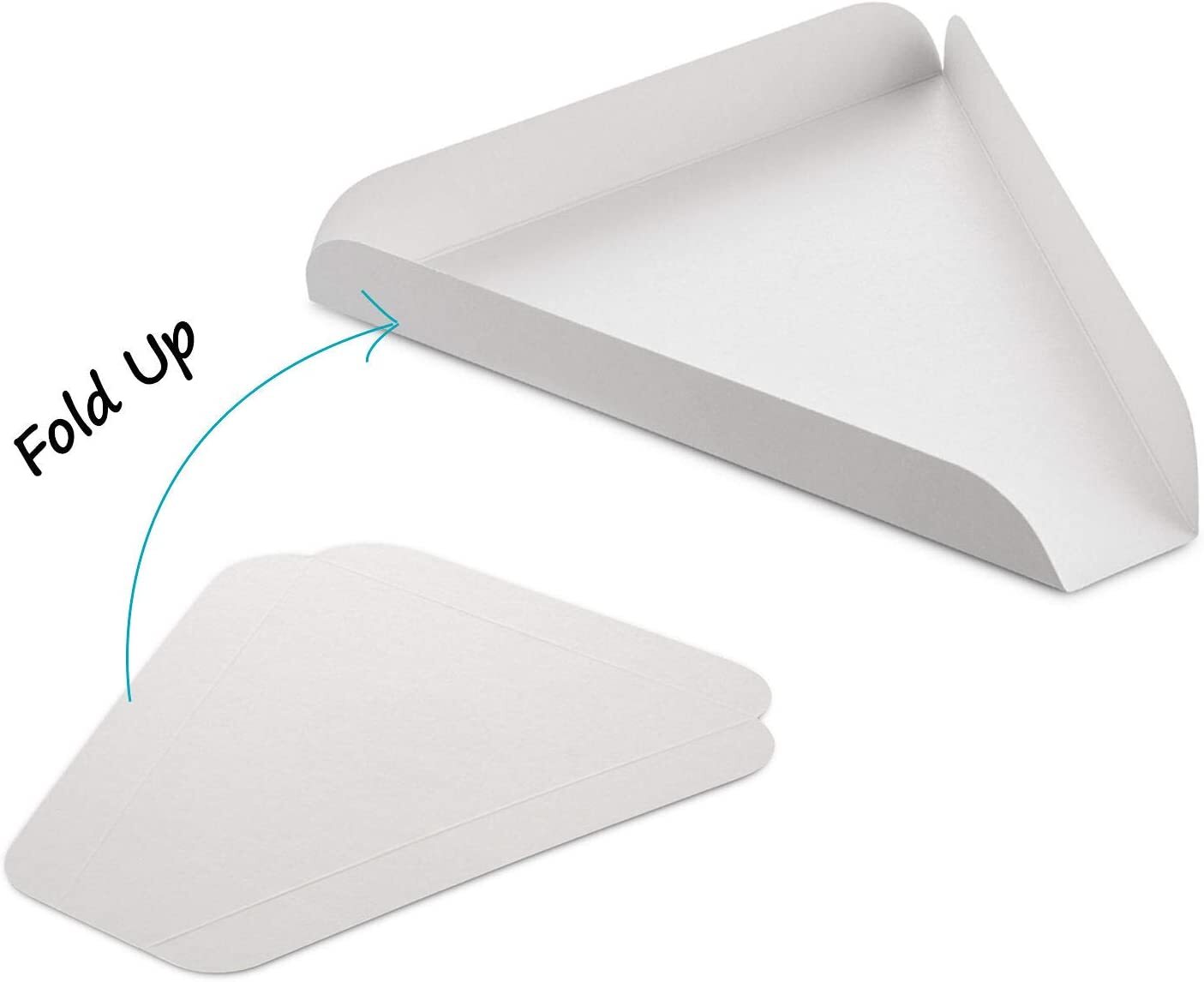 MT Products White Paperboard Single Pizza Slice Tray / Wedge Tray – Pack of 50