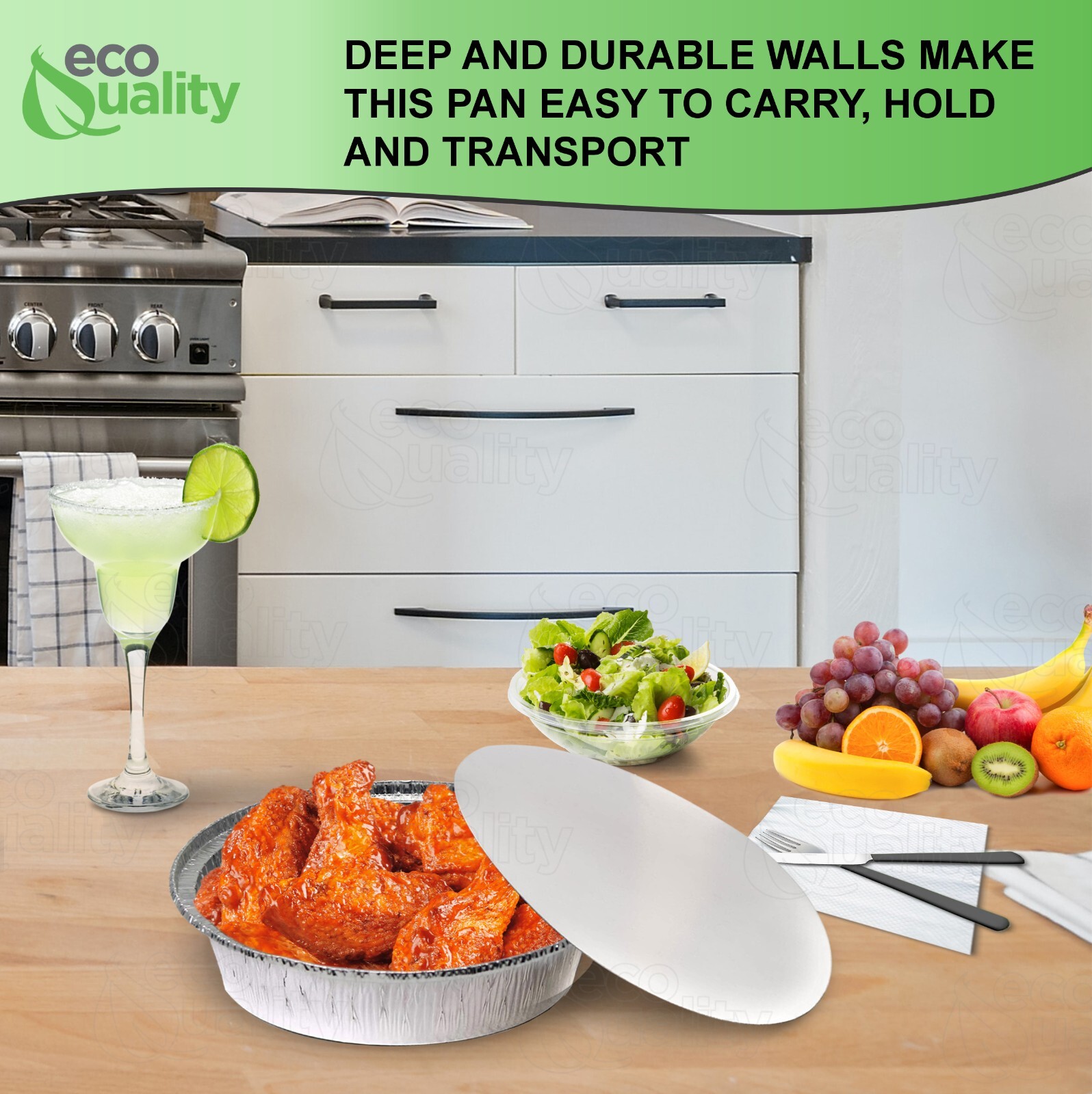 8″ Round Aluminum Disposable Foil Pans with Board Lids Meal Storage Baking 250pc