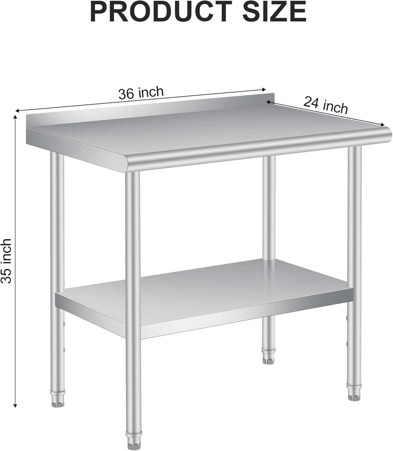 Stainless Steel 36/48/60″ NSF Kitchen Restaurant Work Prep Table with Backsplash